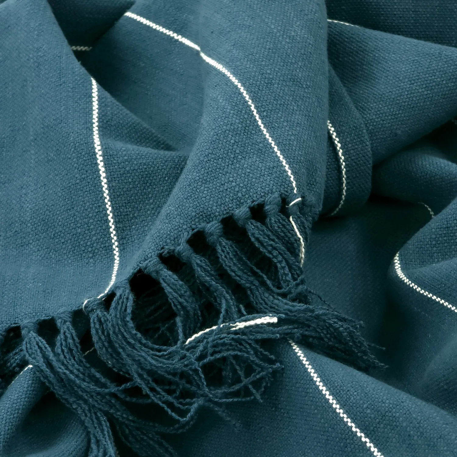 Tepper - Bomullspledd - Martina Stripe (blå/hvit)
