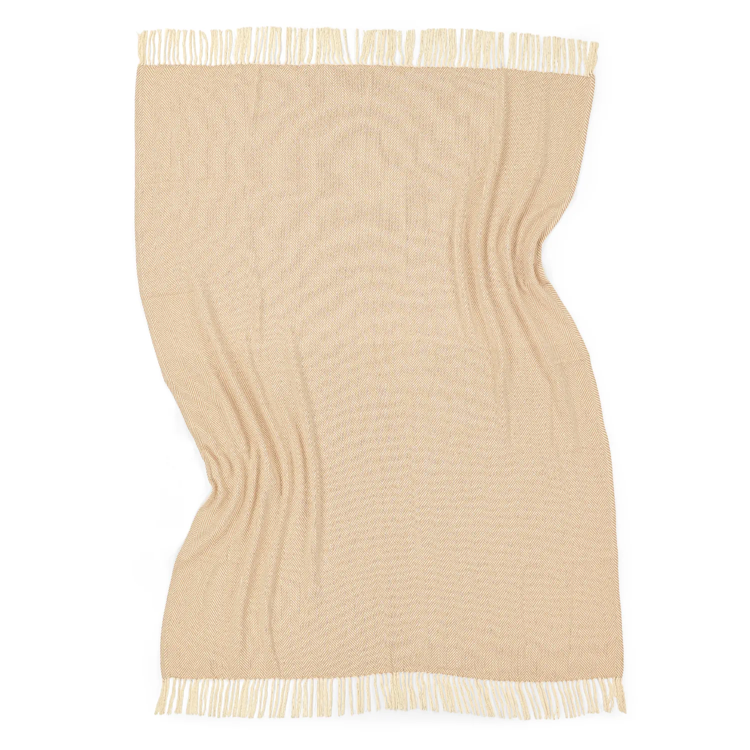 Tepper - Bomullspledd - Denisa Fishbone (beige/hvit)