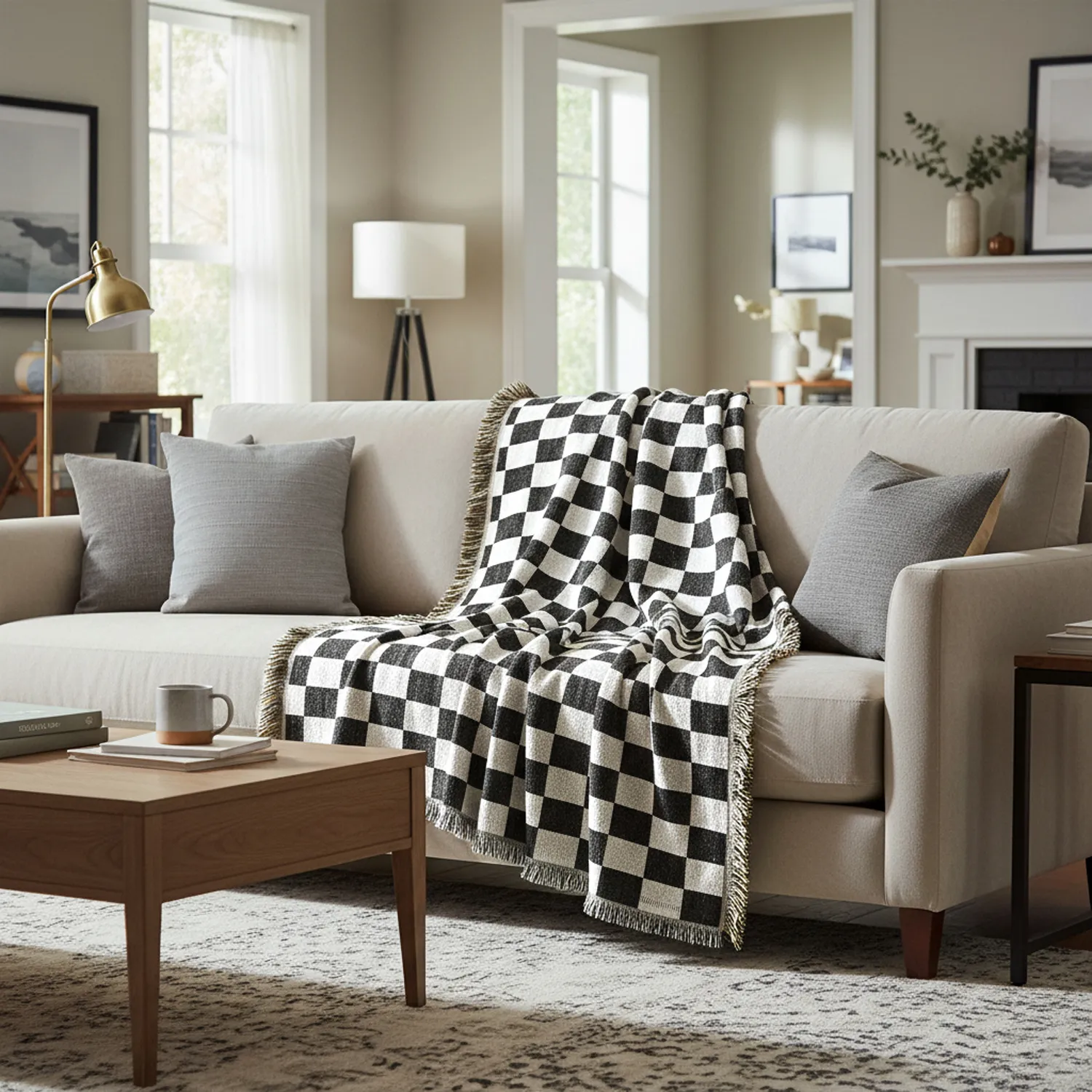 Pledd - Wallace Tapestry Blanket (svart/hvitt)