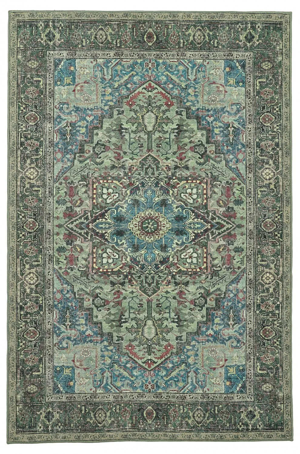 Flatvevd teppe - Birjand (grønn)