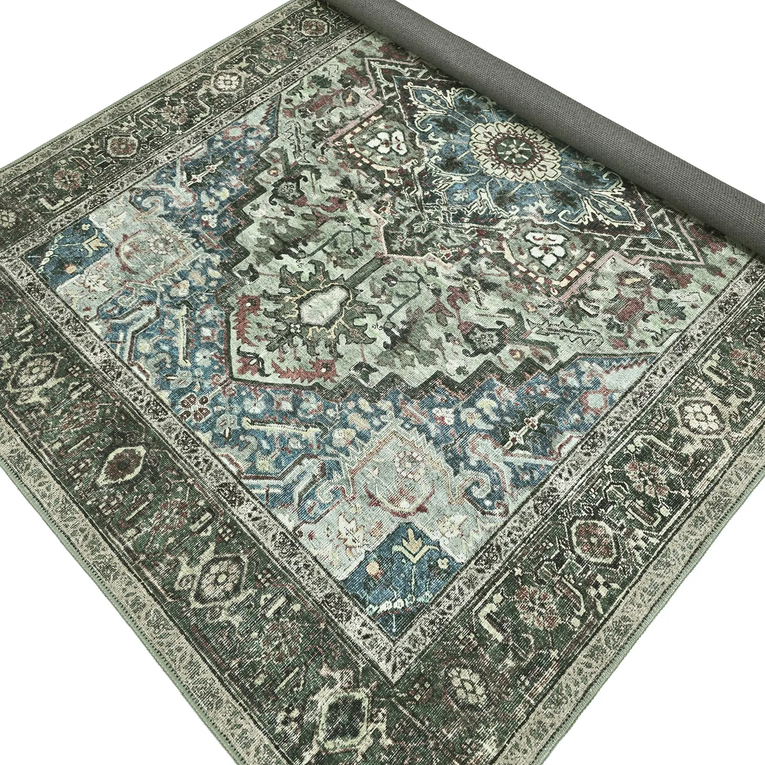 Flatvevd teppe - Birjand (grønn)