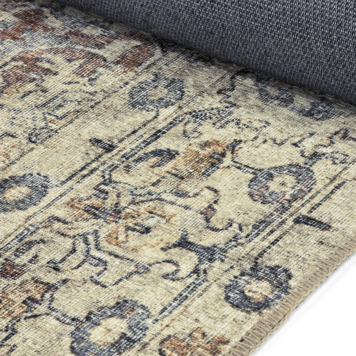 Flatvevd teppe - Delvar (beige)