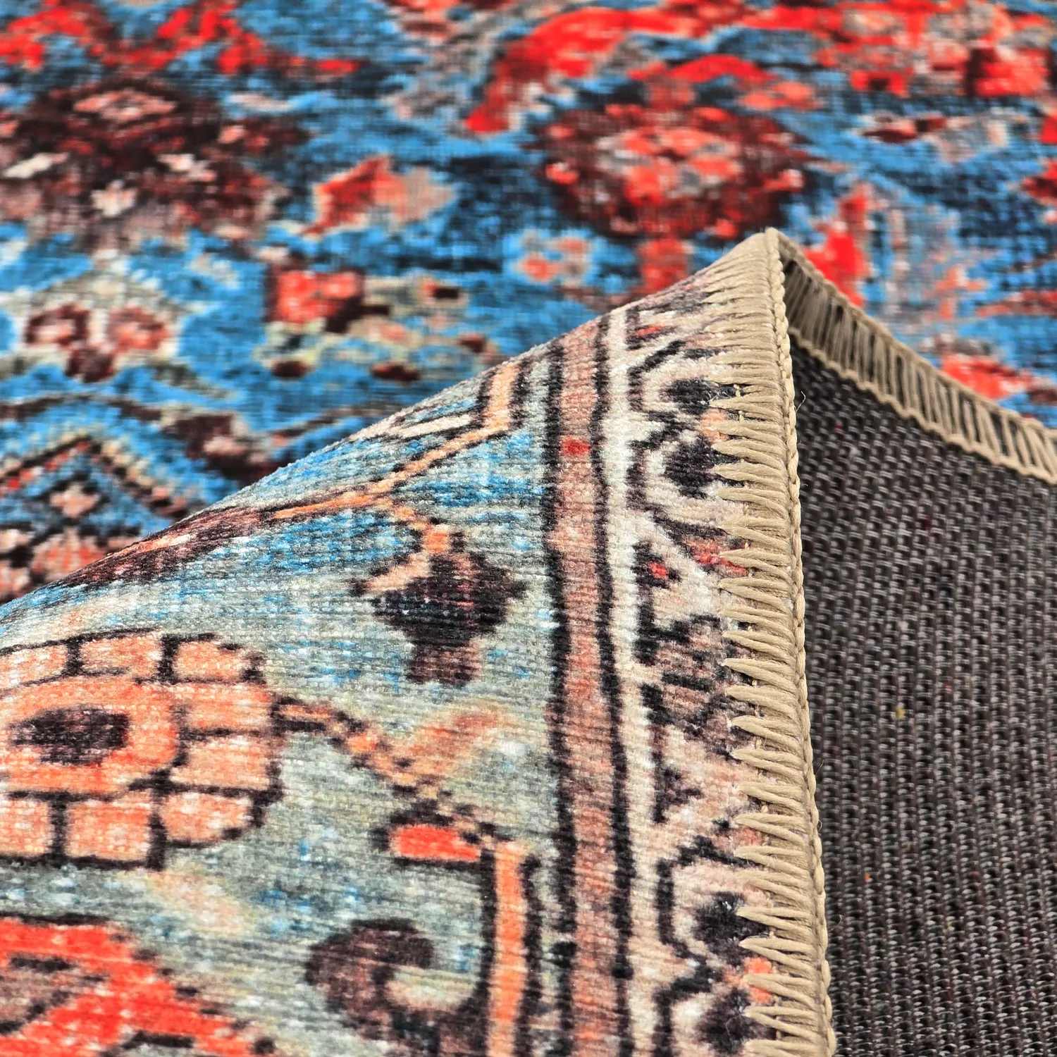 Flatvevd teppe - Mardin (rød/blå)