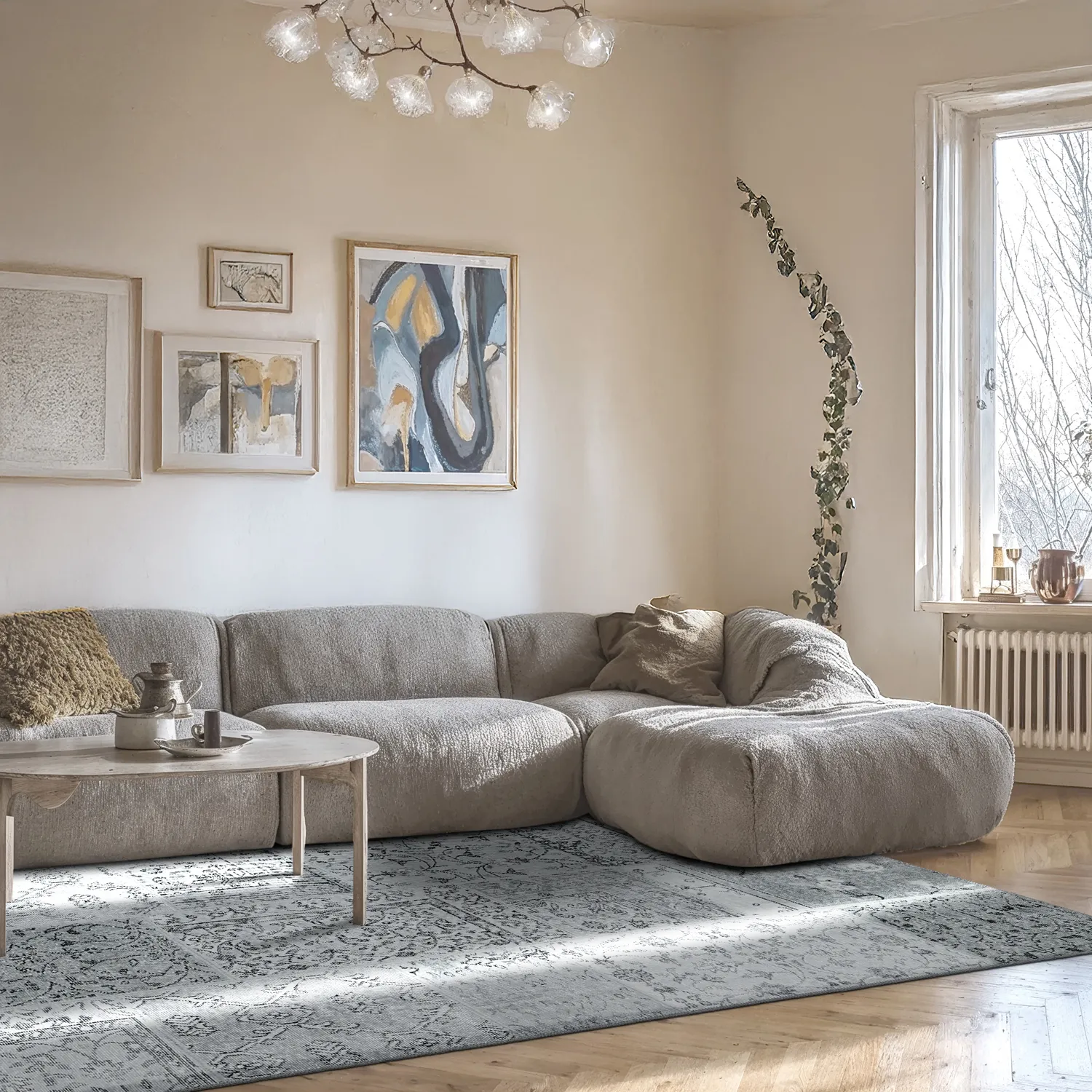 Flatvevd teppe - Myrina (grå)