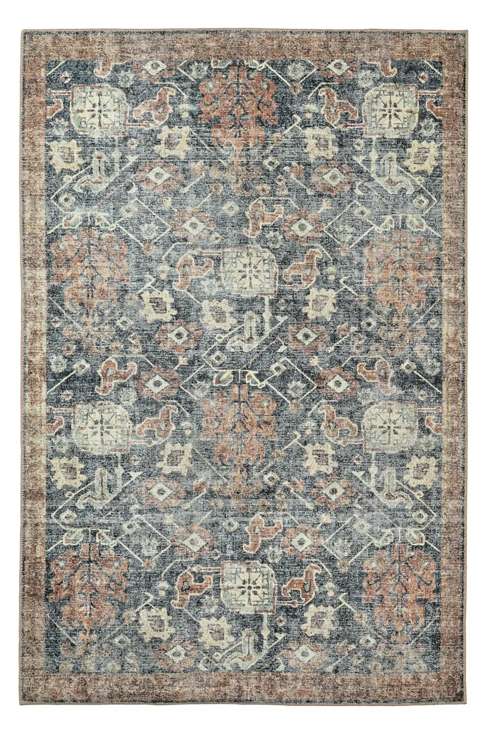 Flatvevd teppe - Noura (mørkeblått)