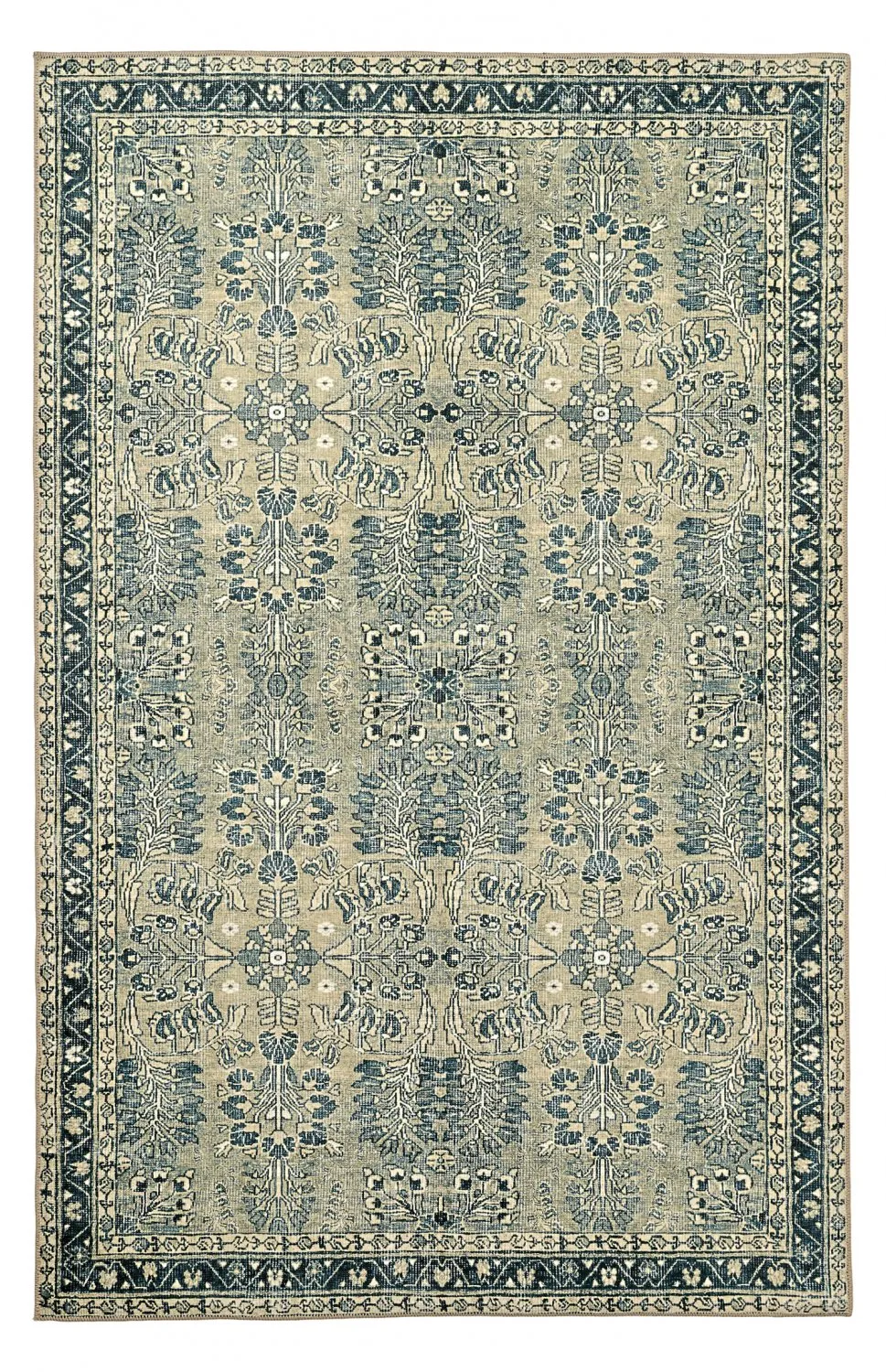 Flatvevd teppe - Yasirah (blå/grønn)