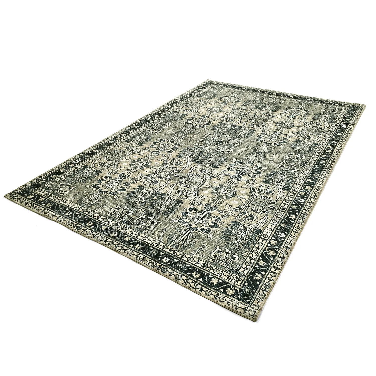 Flatvevd teppe - Yasirah (blå/grønn)