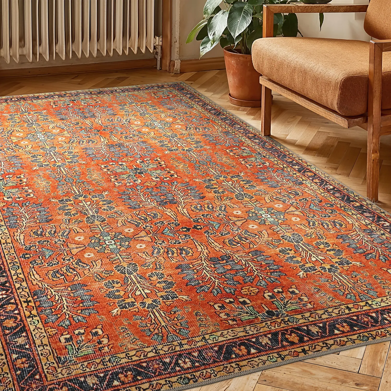Flatvevd teppe - Yasirah (oransje)