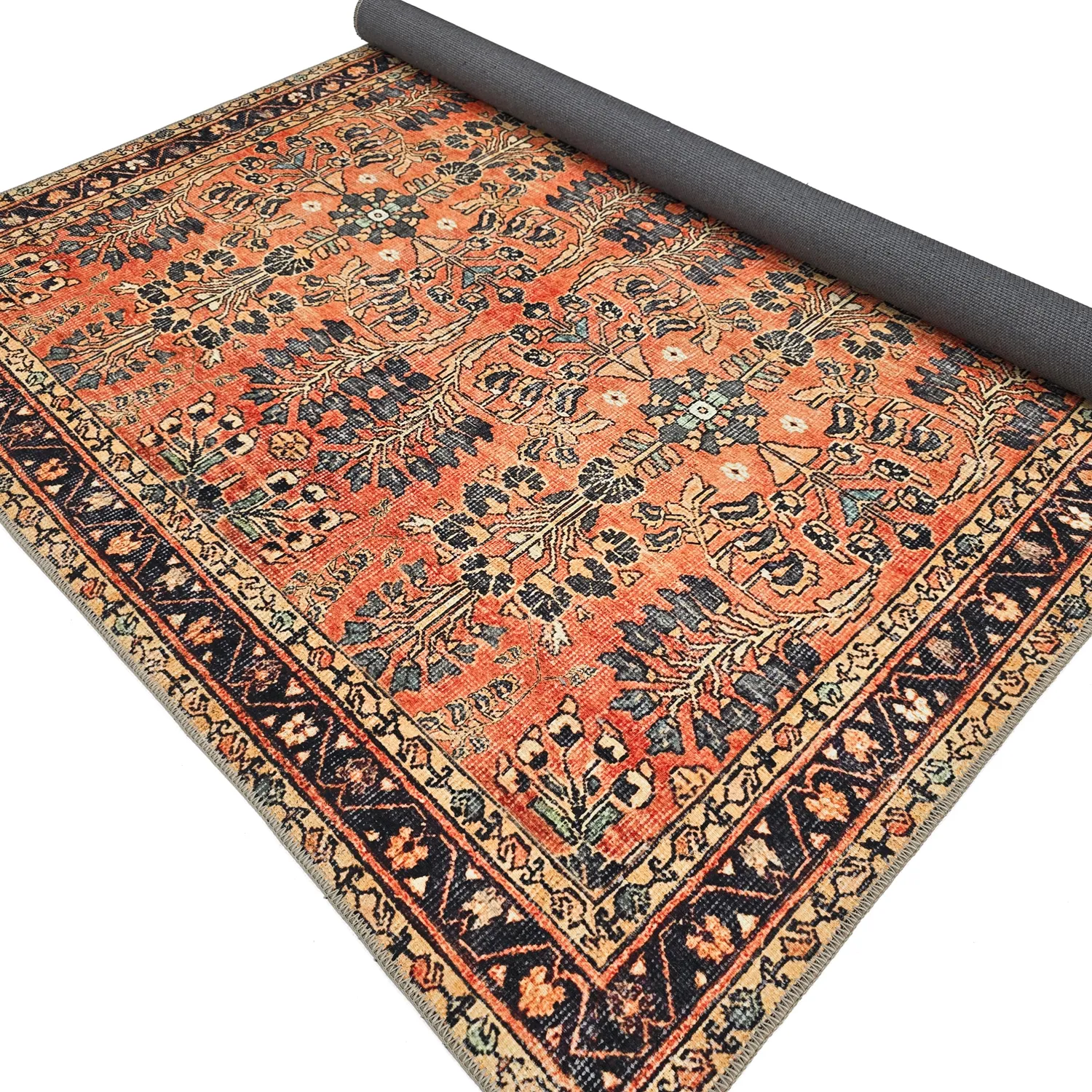 Flatvevd teppe - Yasirah (oransje)