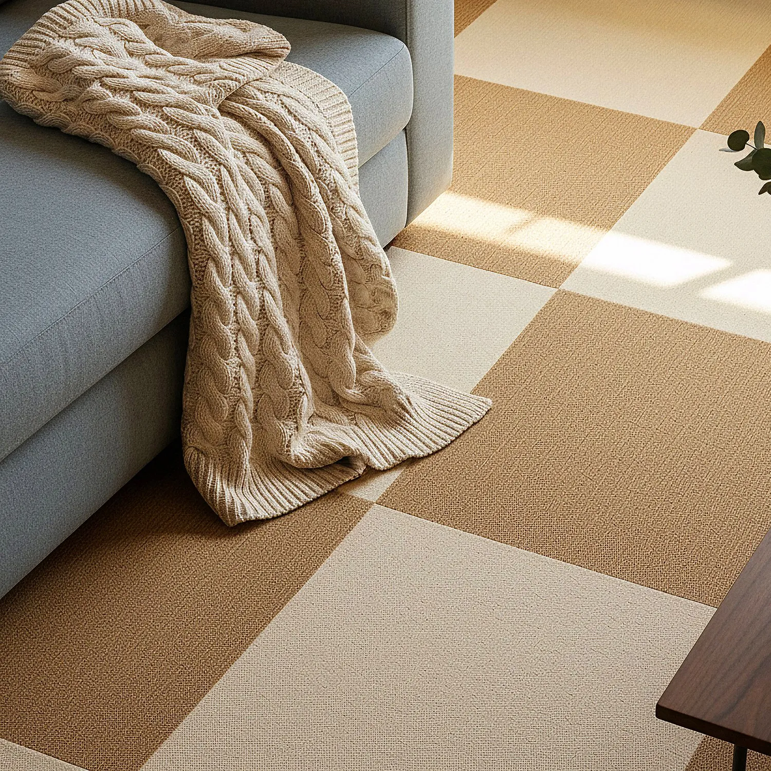 Helteppe - Almeria Tekstilfliser 24 stk. (beige)