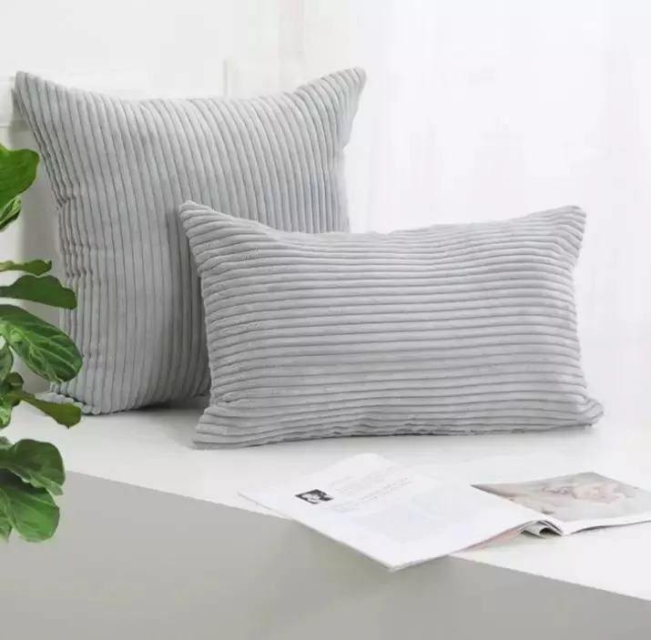 Putetrekk - Striped Velvet 50 x 50 cm (grå)
