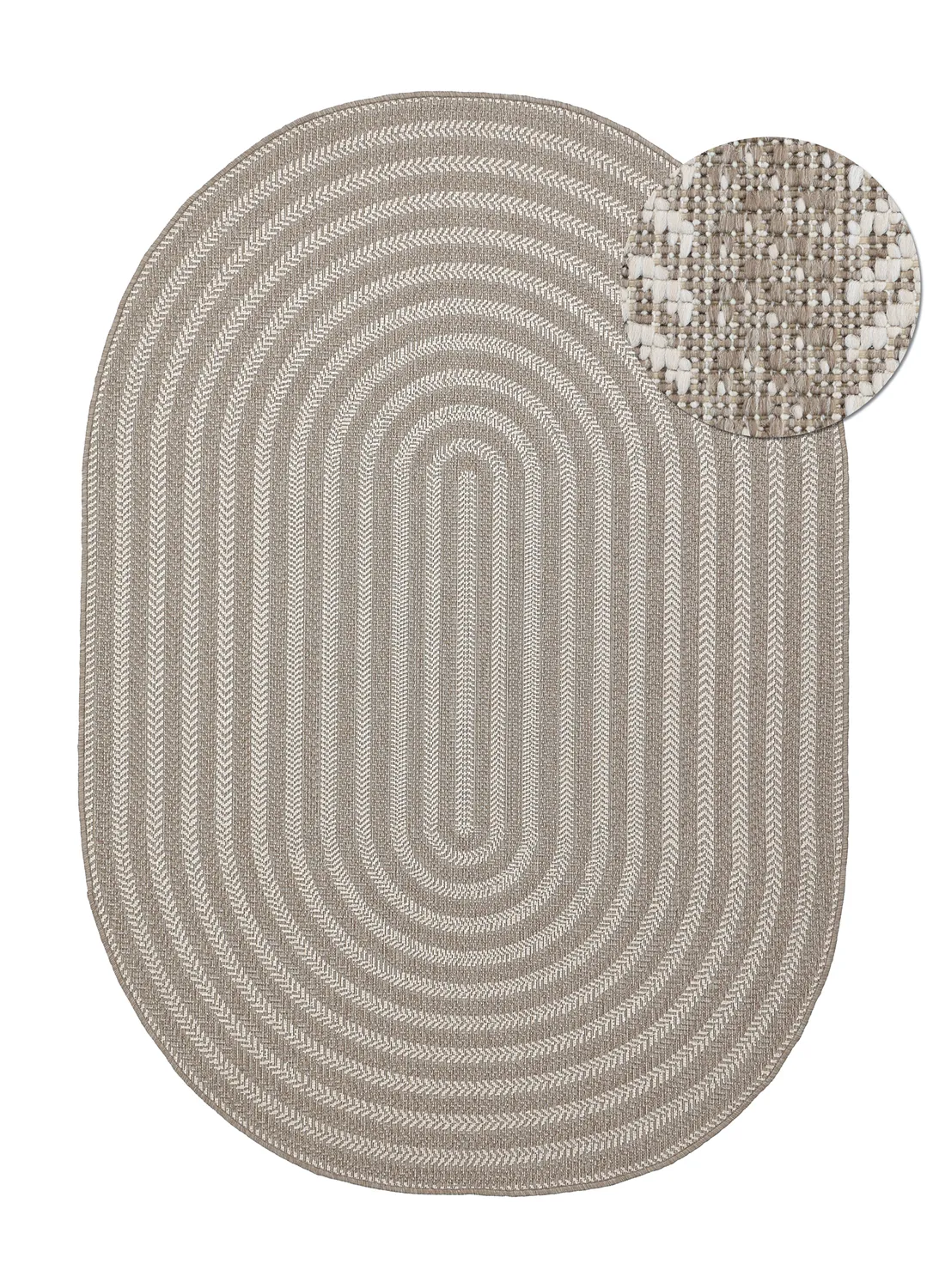 Ovalt teppe - Indoor/outdoor Leander (beige)