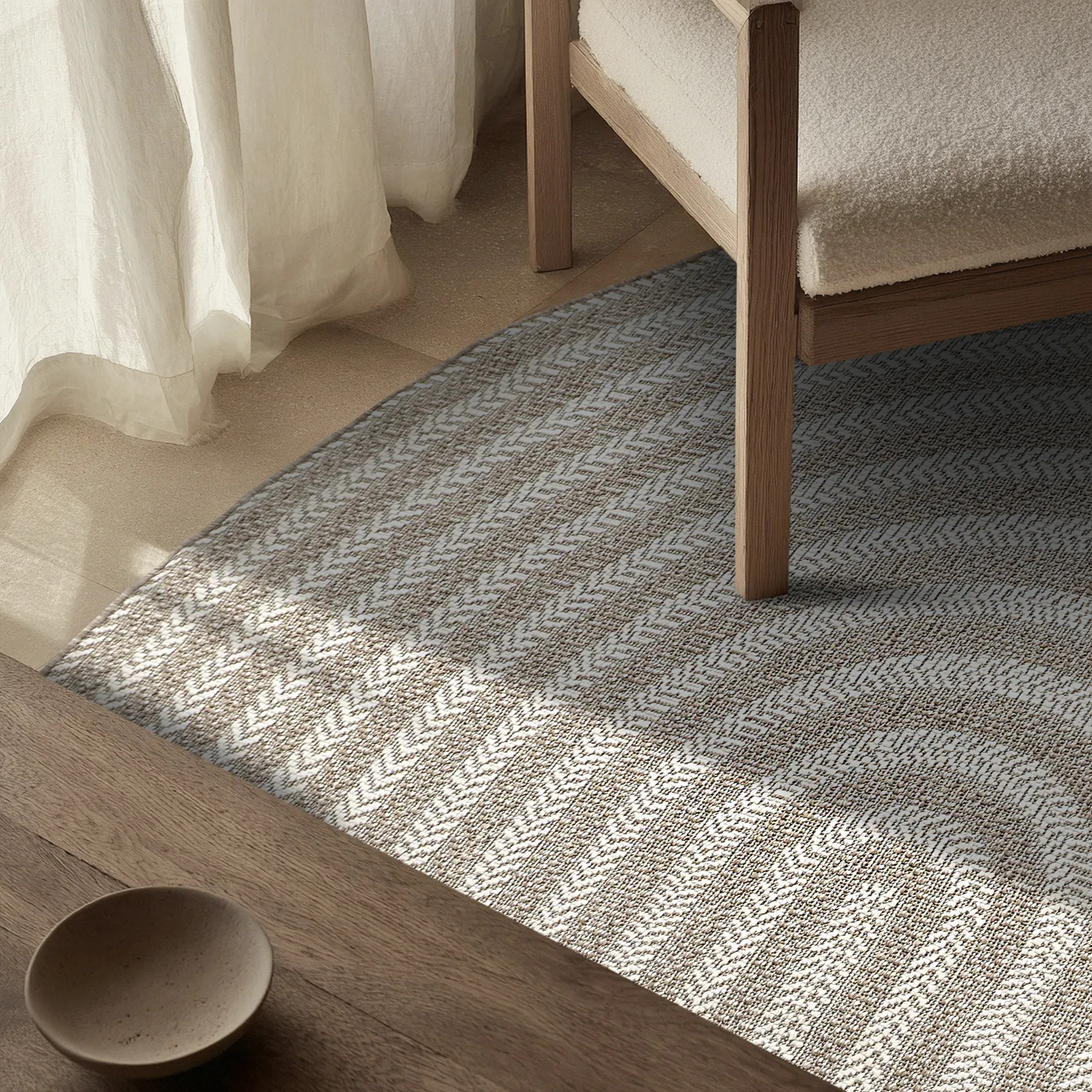 Ovalt teppe - Indoor/outdoor Leander (beige)