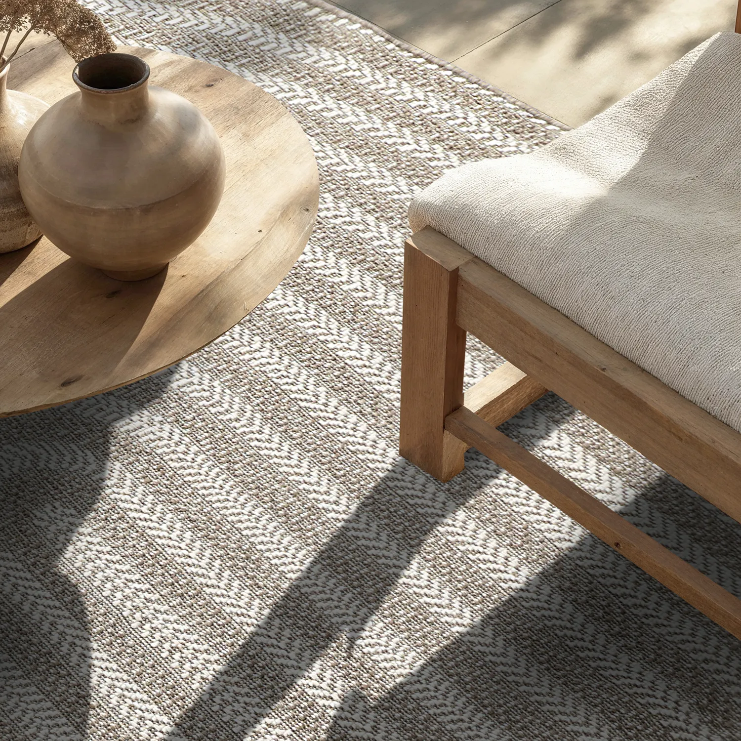 Ovalt teppe - Indoor/outdoor Leander (beige)