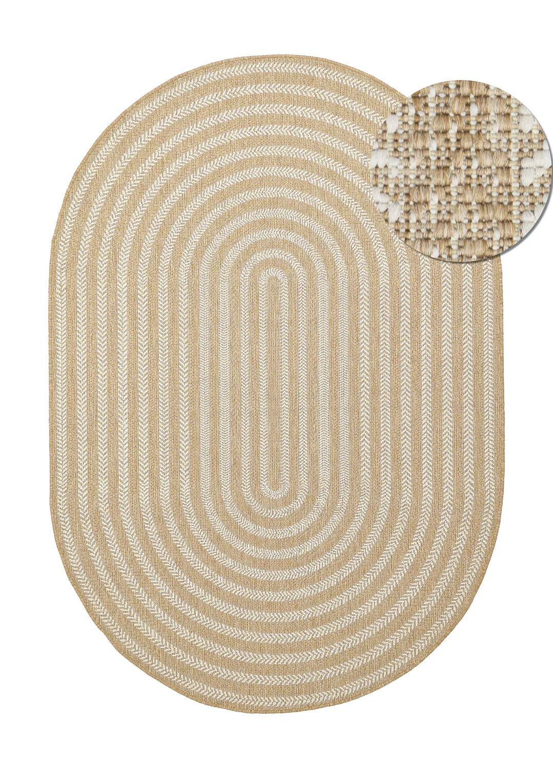 Ovalt teppe - Indoor/outdoor Leander (natur)