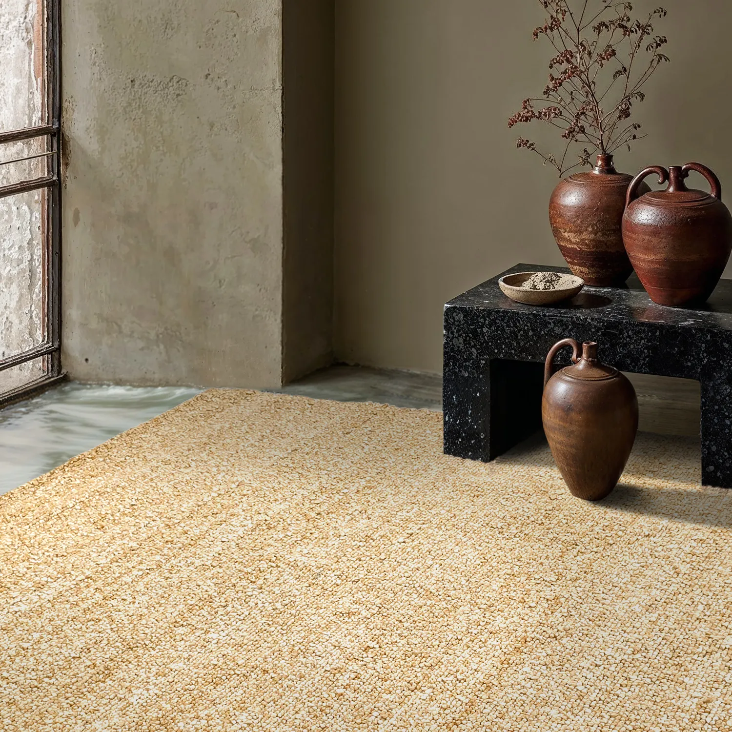 Innendørs/Utendørs tepper - Milford Wool Look (gul)