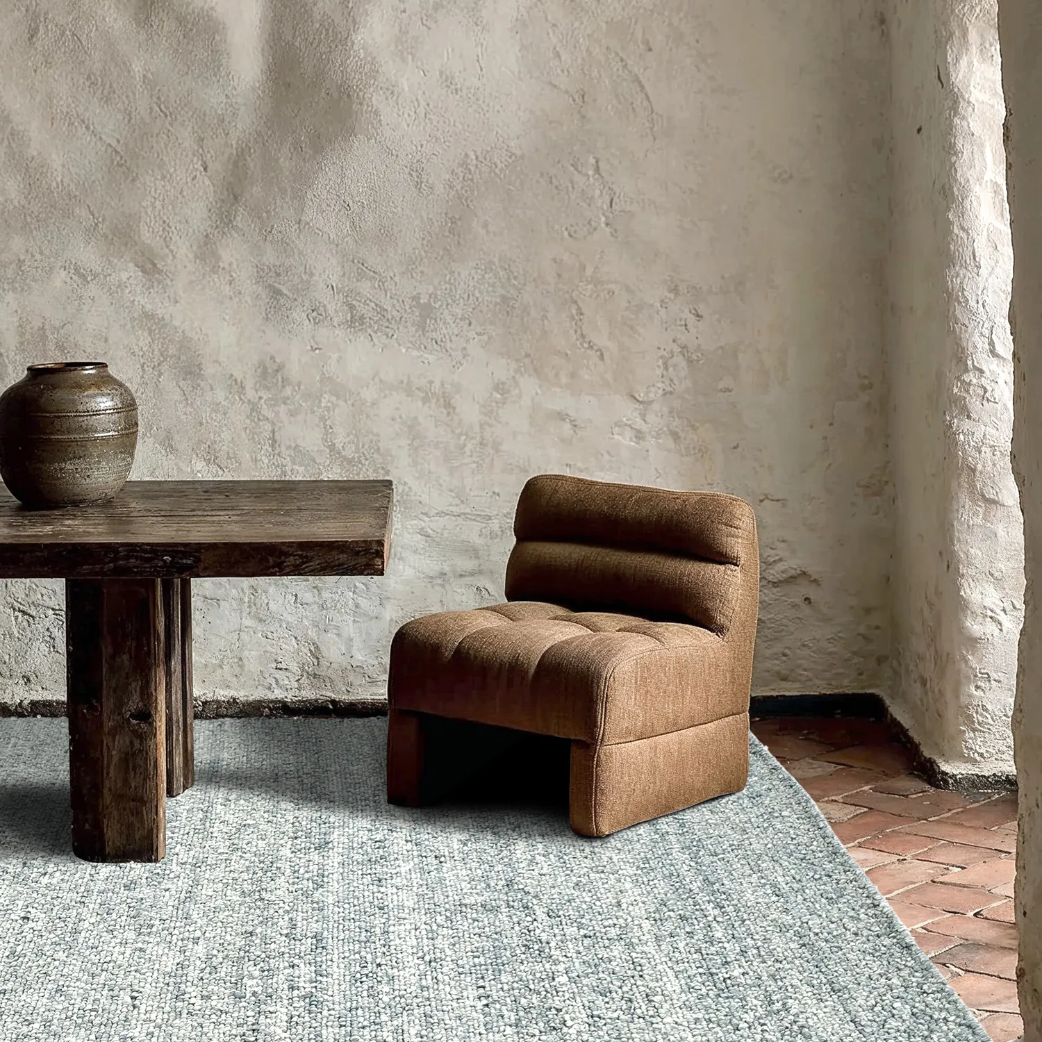 Innendørs/Utendørs tepper - Milford Wool Look (lyseblått)