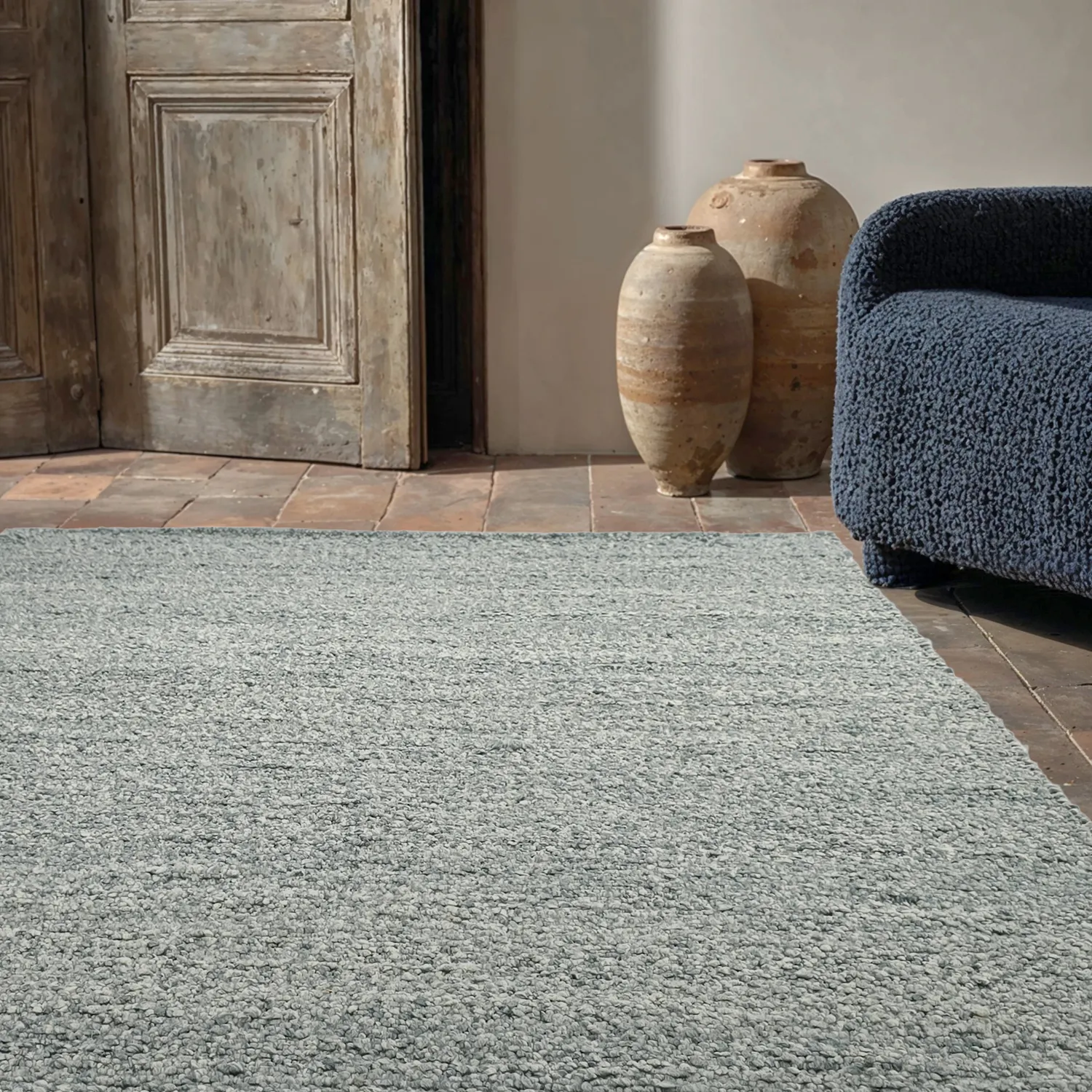 Innendørs/Utendørs tepper - Milford Wool Look (lyseblått)