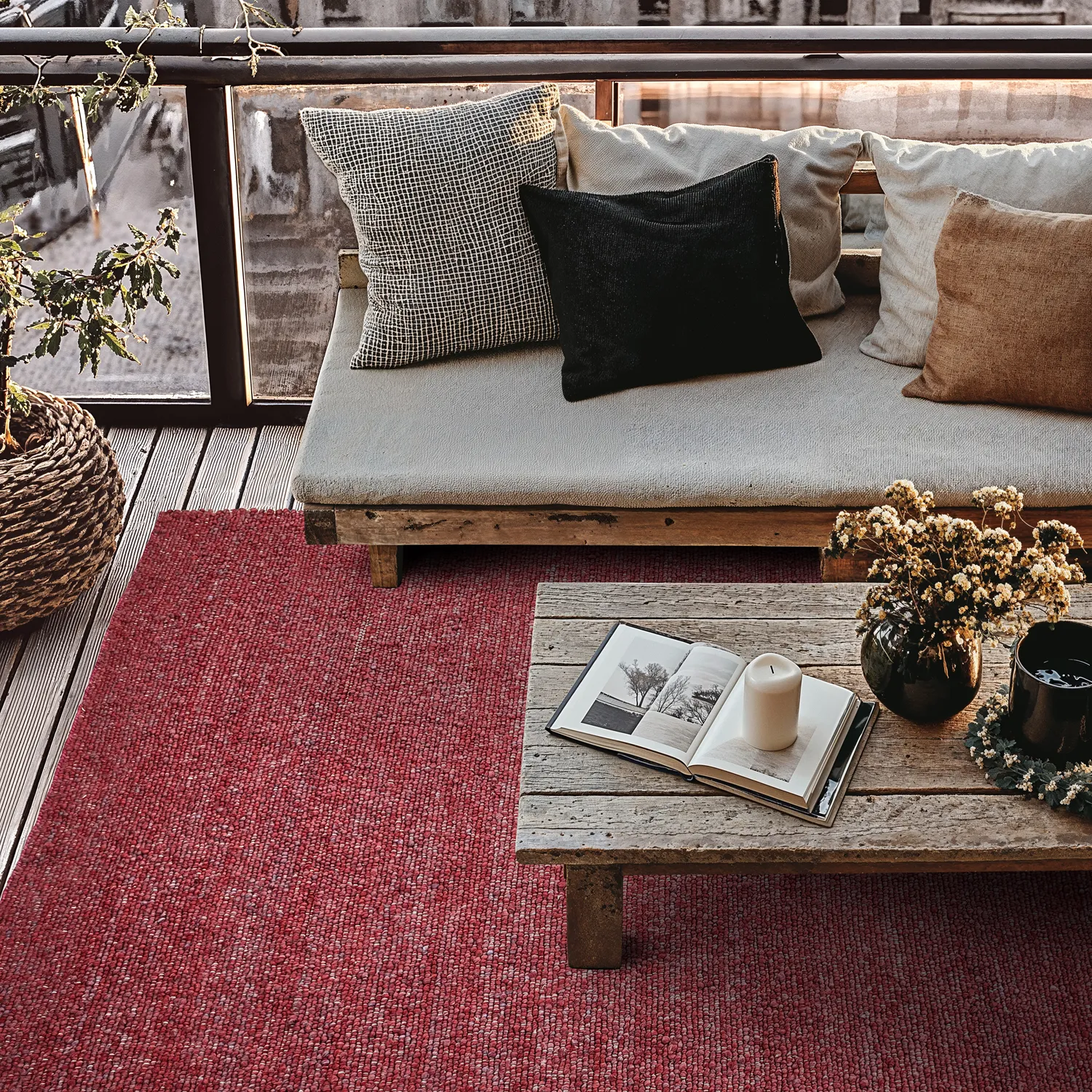 Innendørs/Utendørs tepper - Milford Wool Look (rosa)