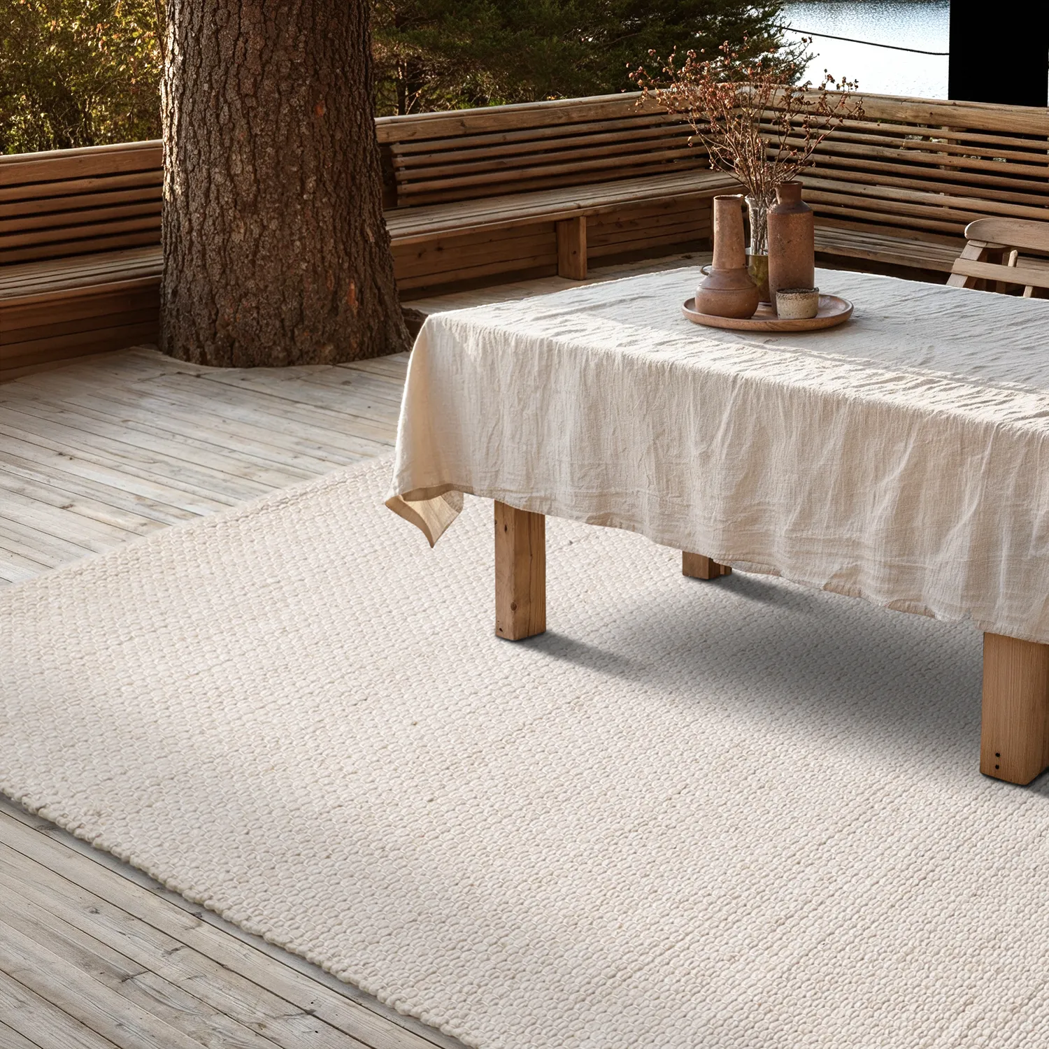 Innendørs/Utendørs tepper - Arco Wool Look (krem)