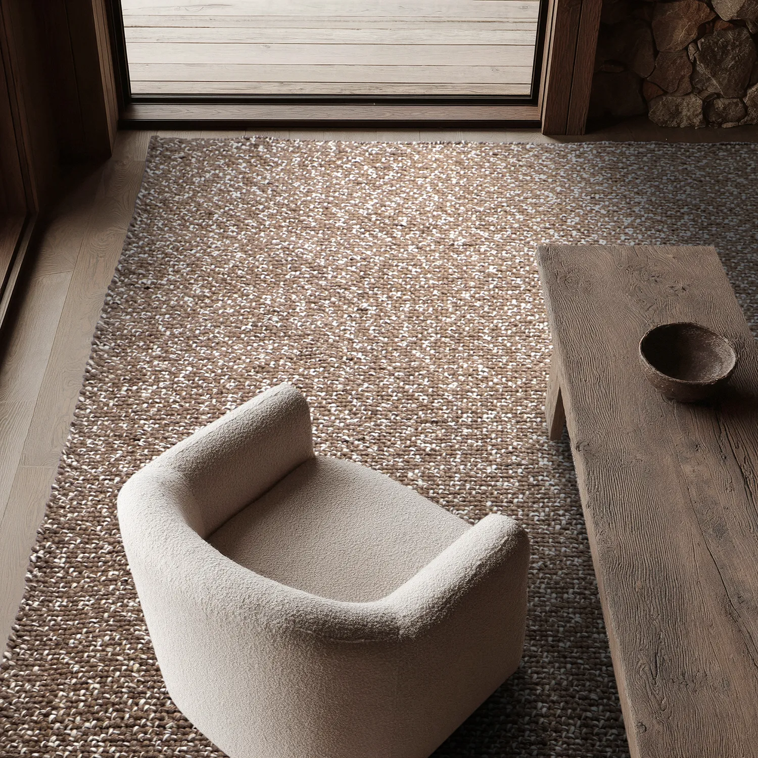 Innendørs/Utendørs tepper - Orta Wool Look (brun)