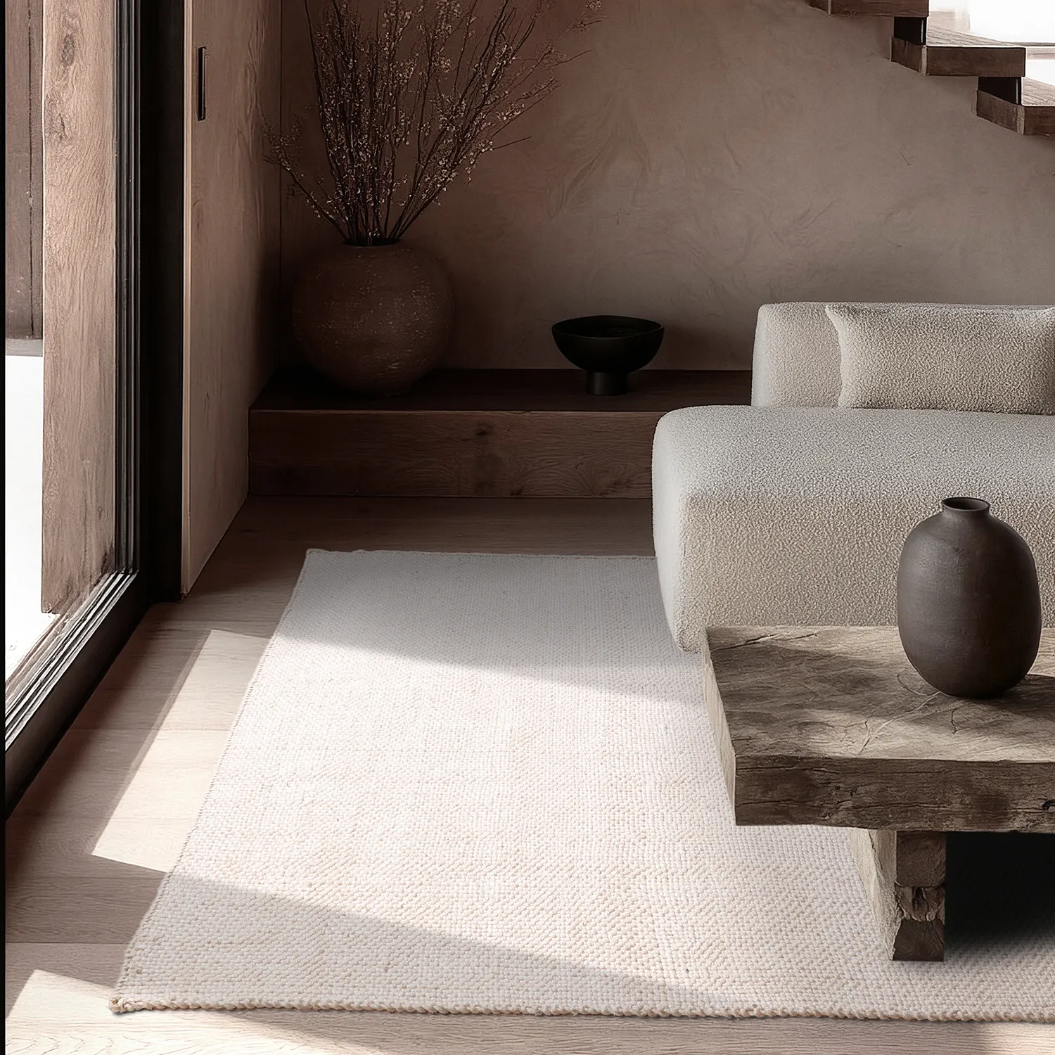 Innendørs/Utendørs tepper - Orta Wool Look (krem)