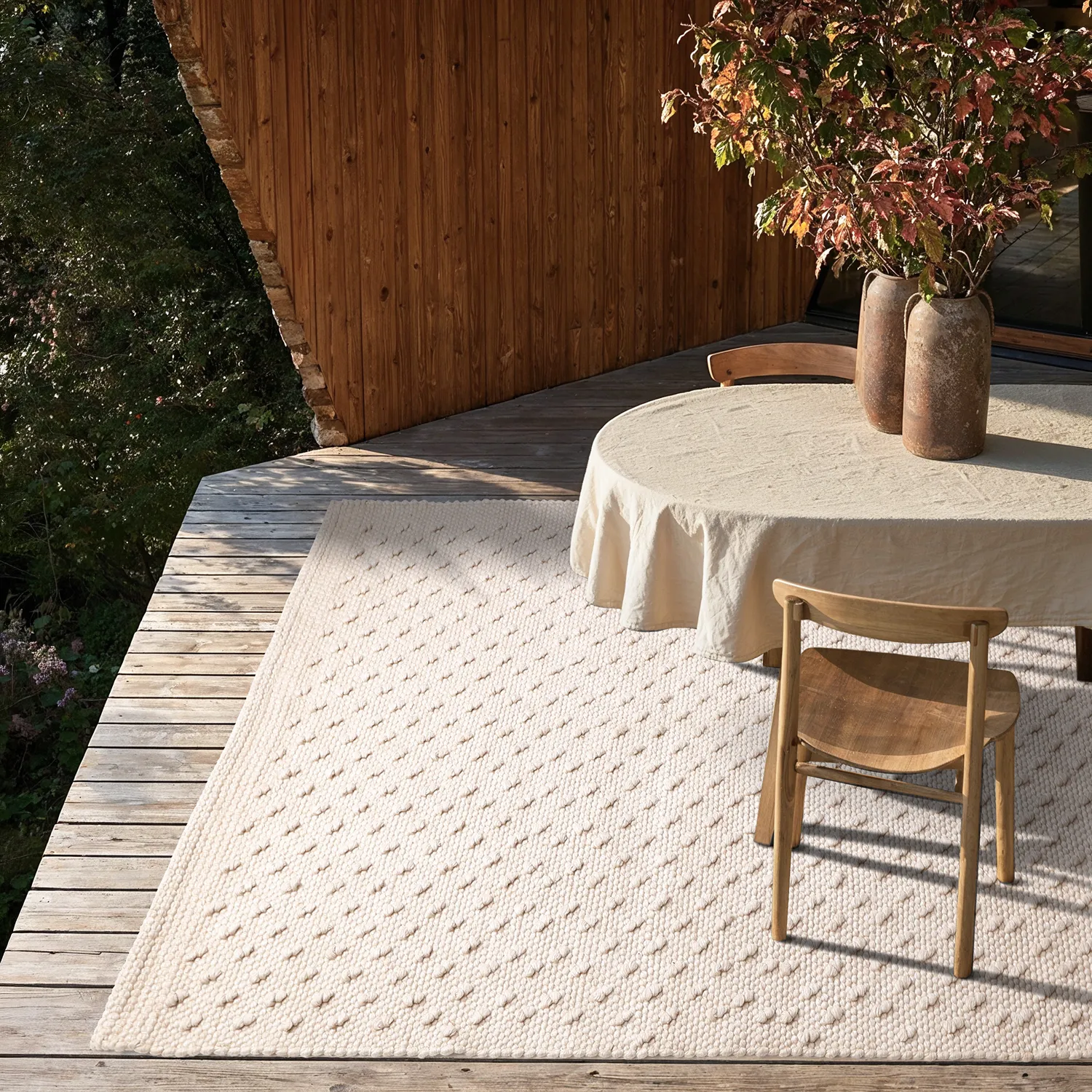 Innendørs/Utendørs tepper - Todi Wool Look (krem)