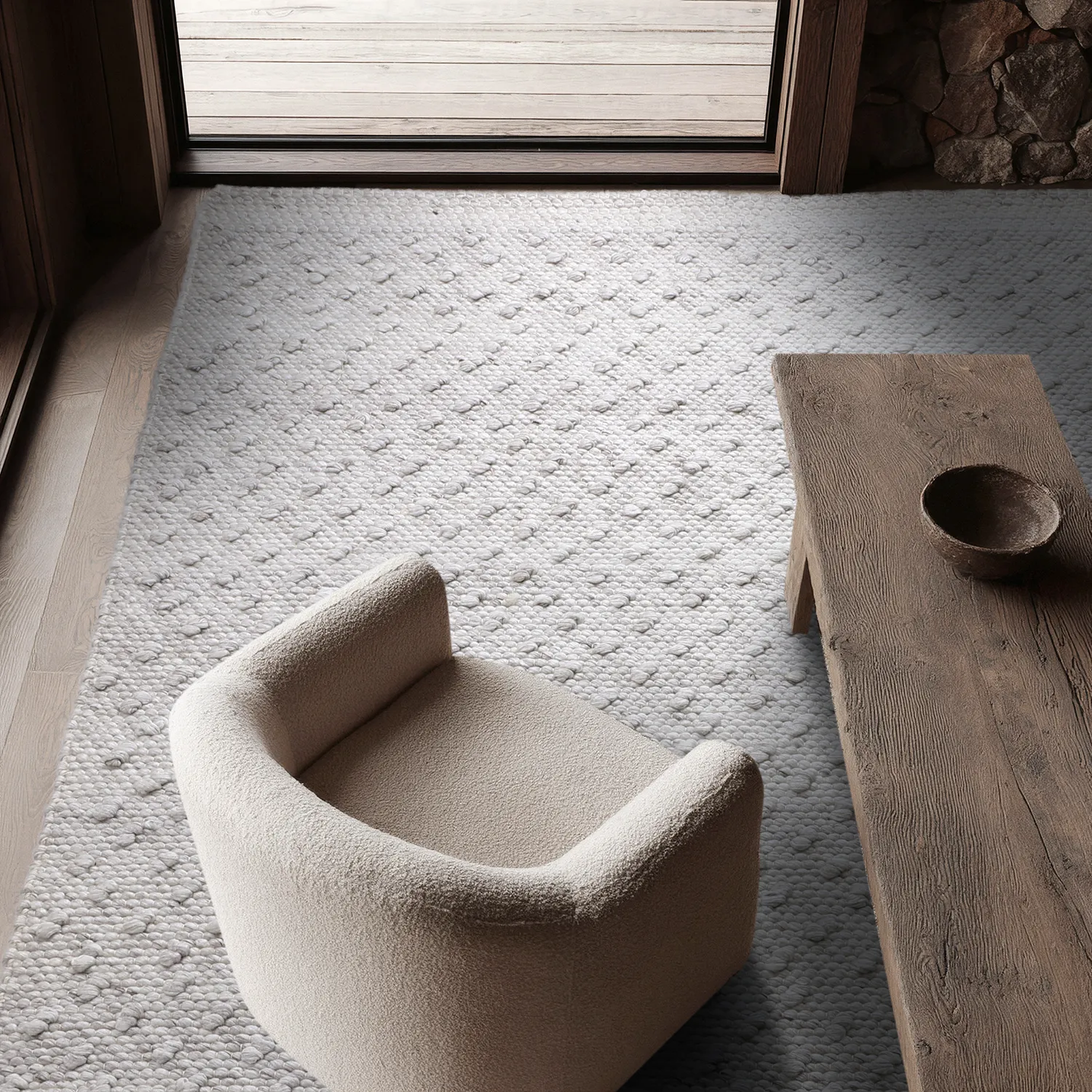 Innendørs/Utendørs tepper - Todi Wool Look (grå/beige)