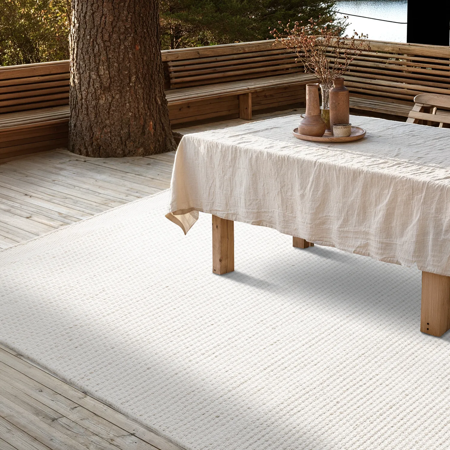 Innendørs/Utendørs tepper - Coastal Wool Look (krem)