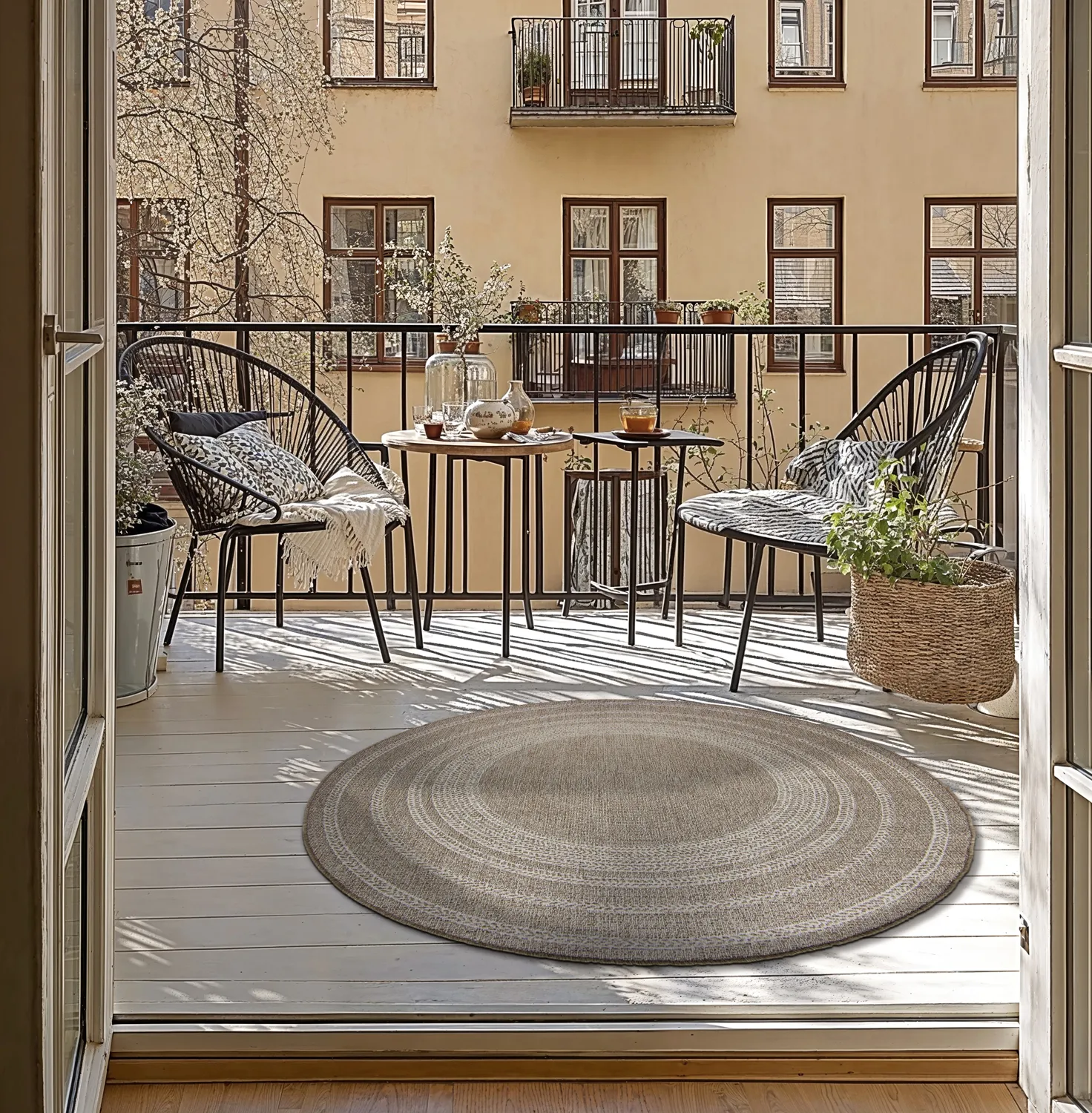 Runde tepper - Indoor/Outdoor Angus (beige)