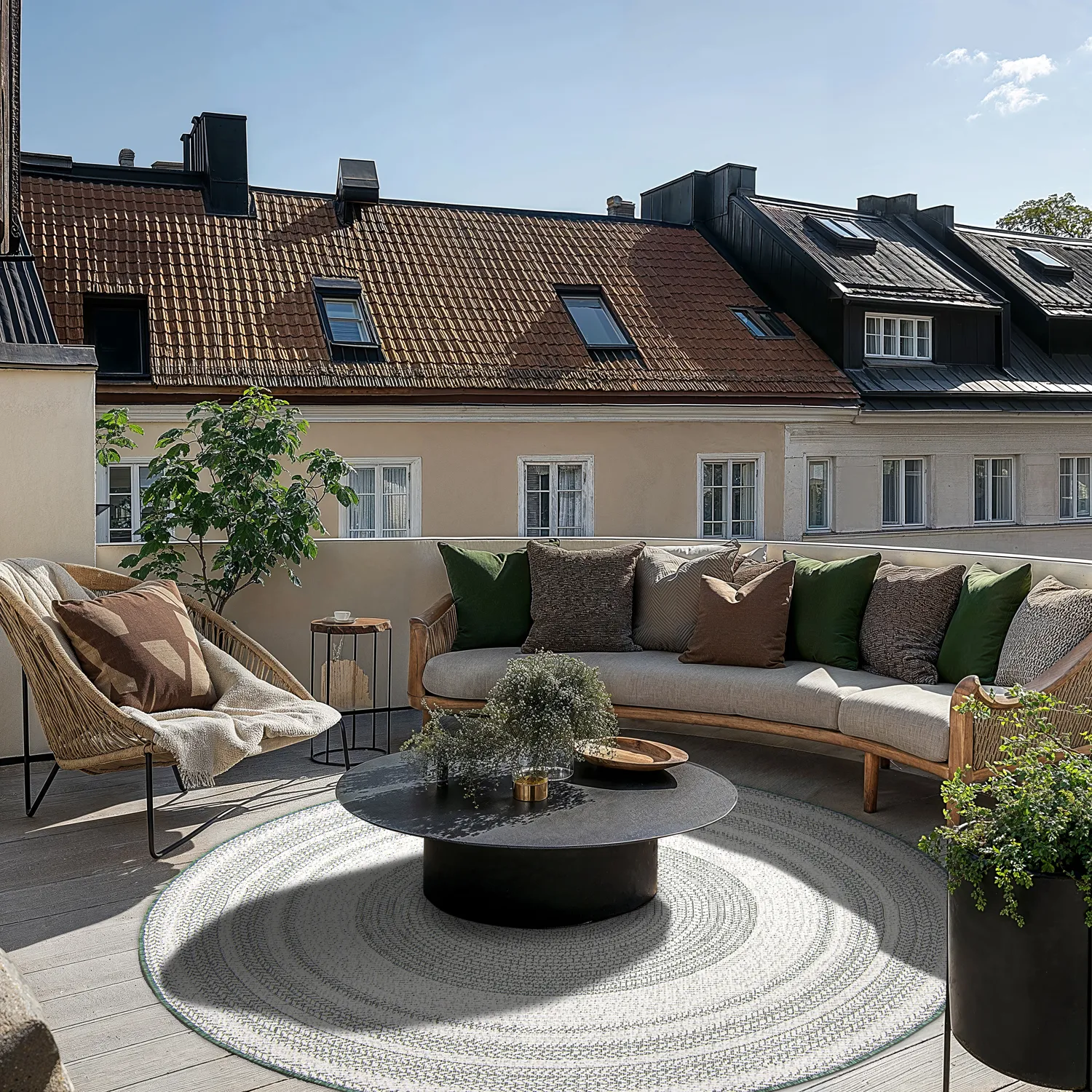 Runde tepper - Indoor/Outdoor Angus (grønn)