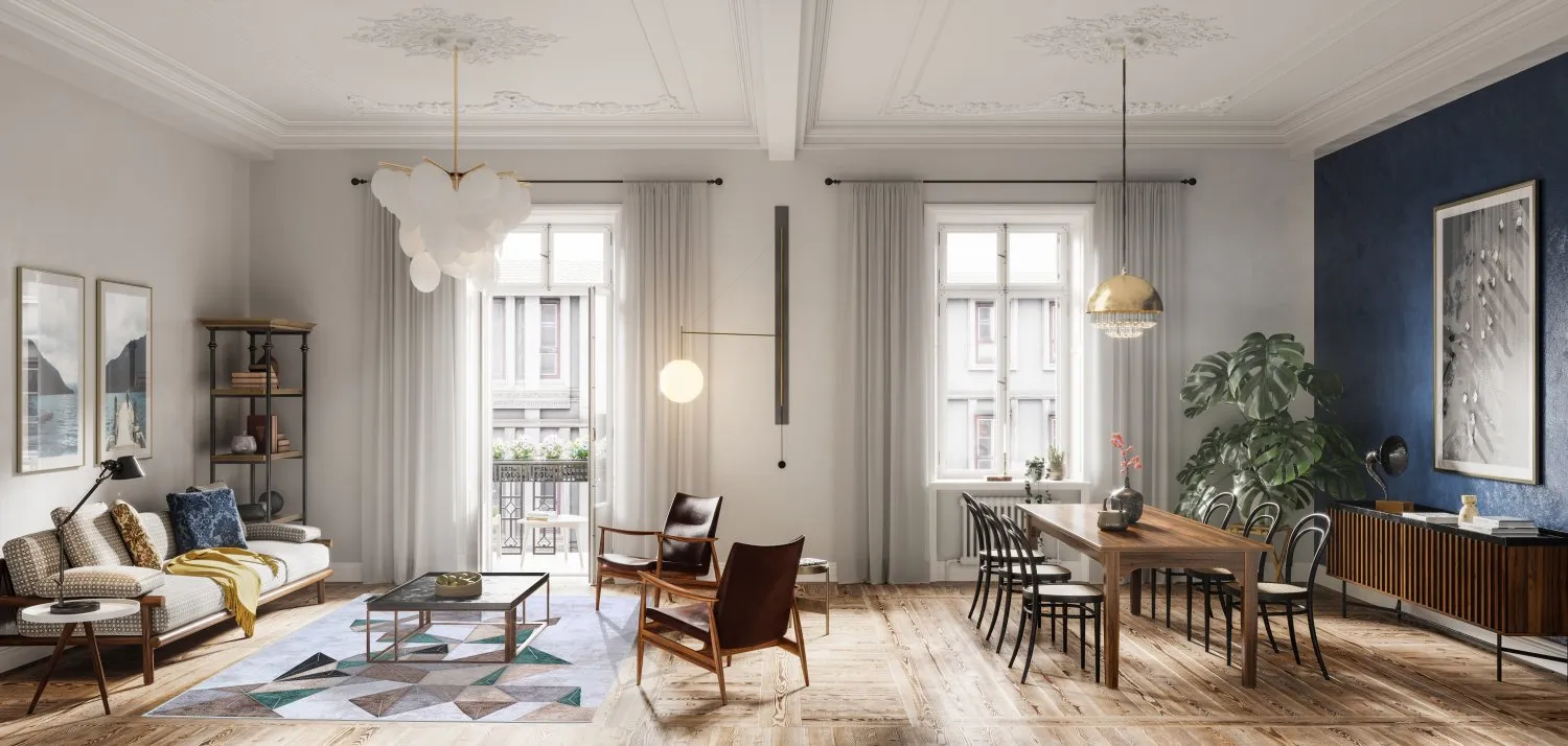 Wilton-teppe - Feres (grå/beige/multi)