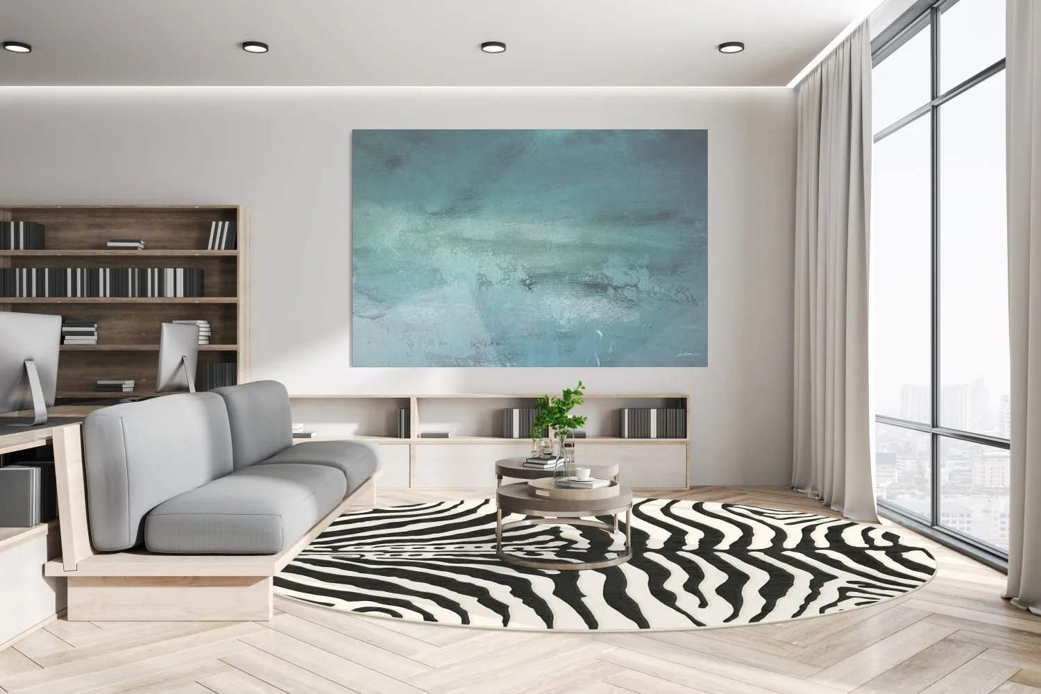 Rundt teppe - Zebra (svart/hvit)