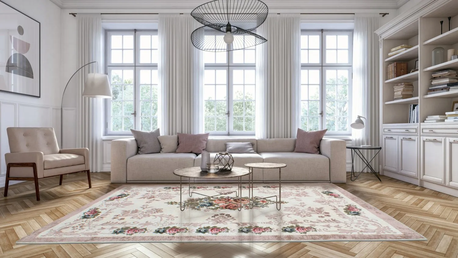 Wilton-teppe - Delpha (beige/multi)