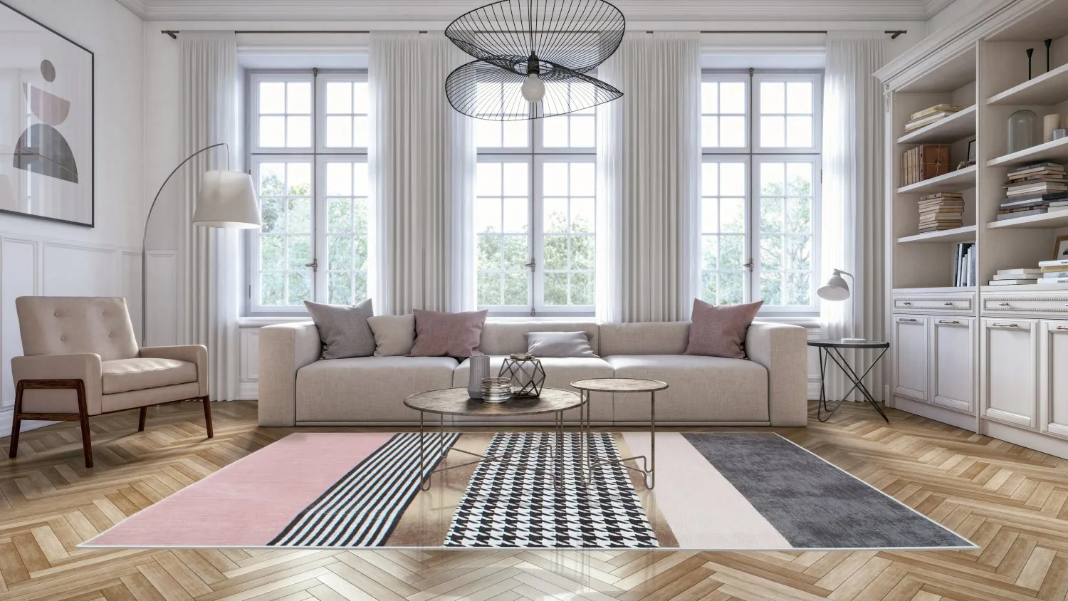 Wilton-teppe - Esme (rosa/multi)