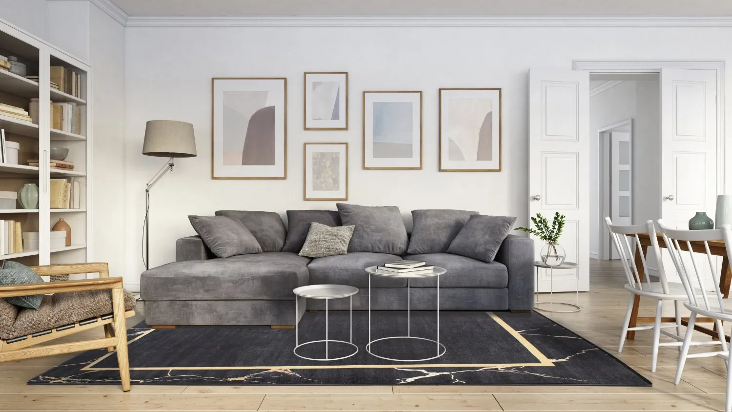 Wilton-teppe - Cerasia (svart/gull)