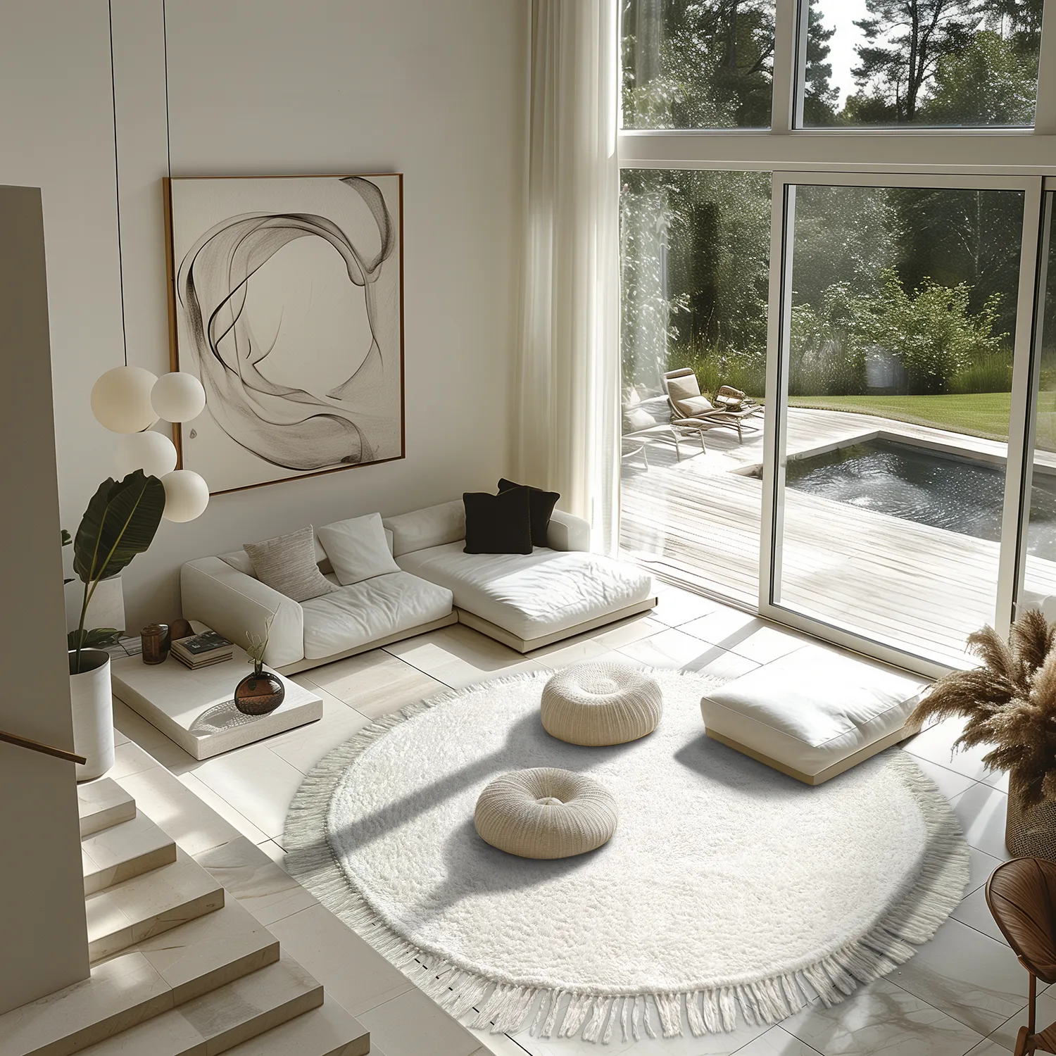 Runde tepper - Alba Natural Cotton Shaggy (hvit)