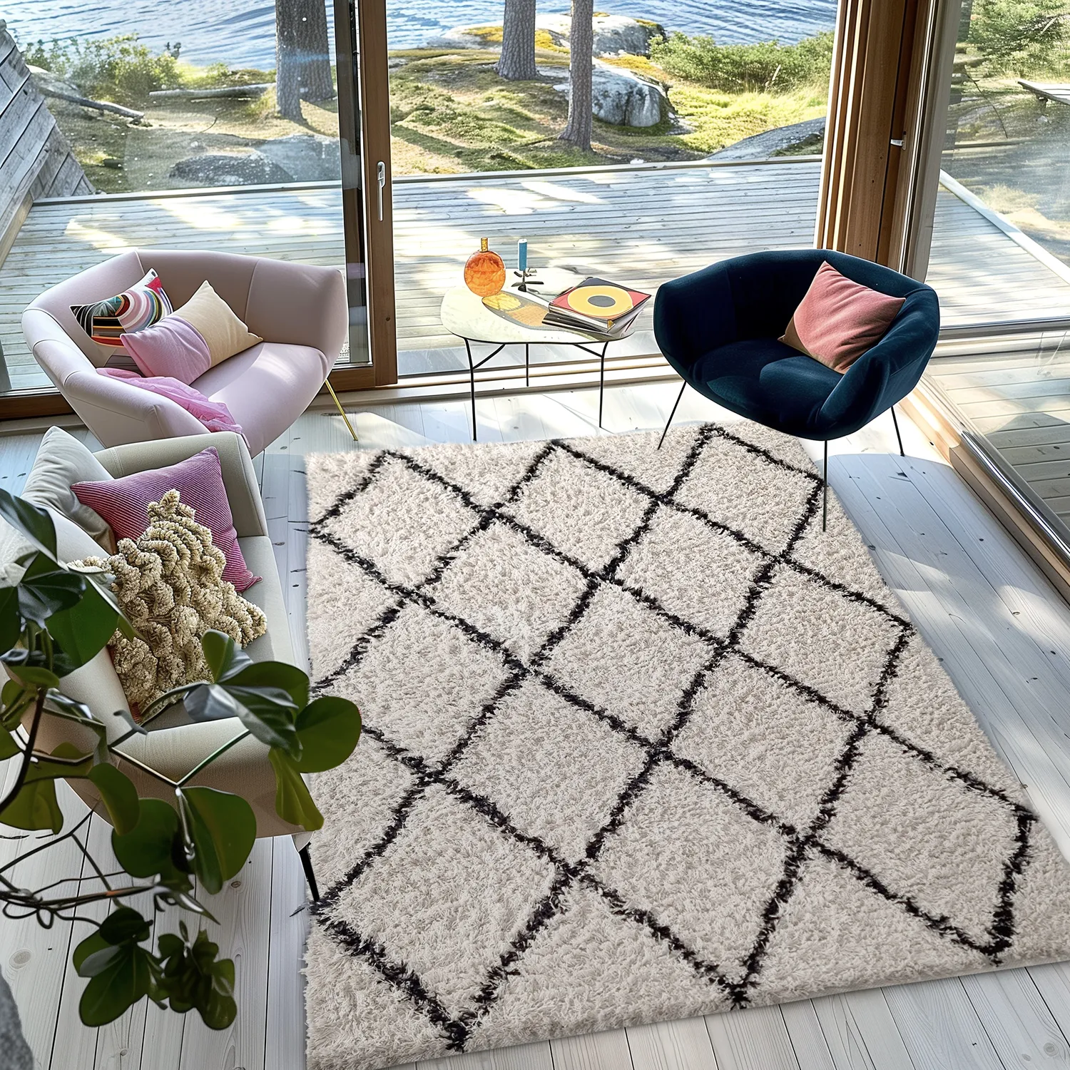 Ryetepper - Alcott Natural Cotton Shaggy (svart/hvitt)