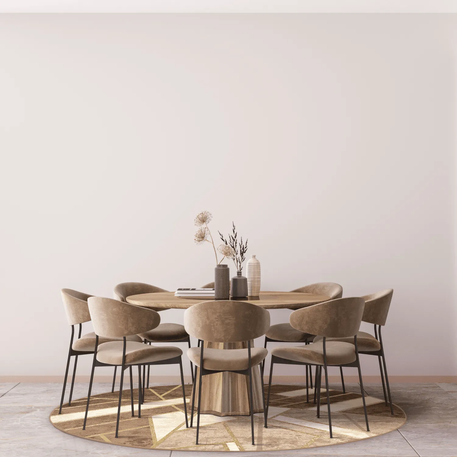 Rundt teppe - Amasra (beige)