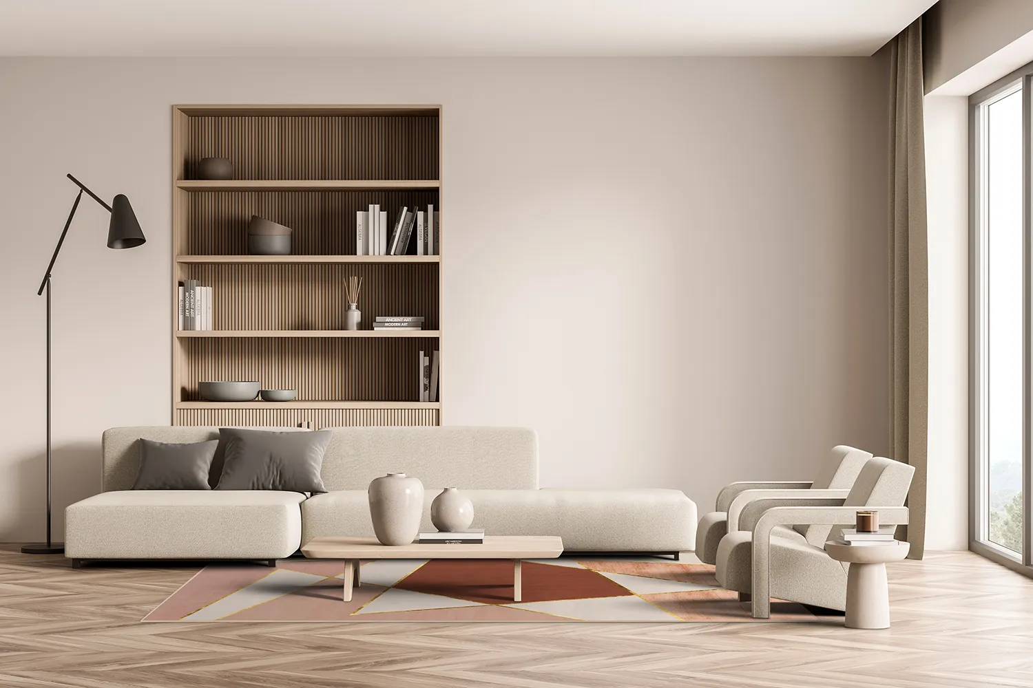 Wilton-teppe - Jade (beige/rosa)