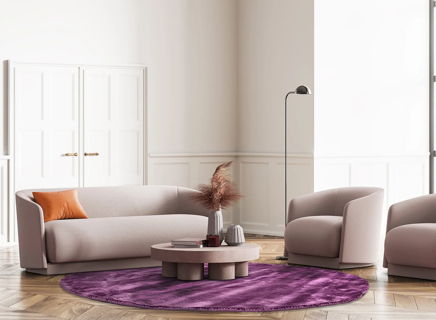 Rundt teppe - Jodhpur Special Luxury Edition (lilla)
