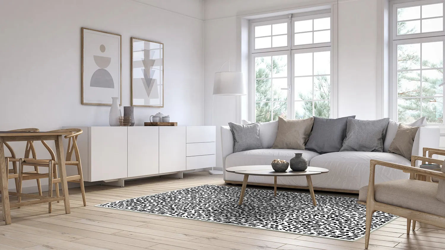 Wilton-teppe - Leopard (svart/hvit)