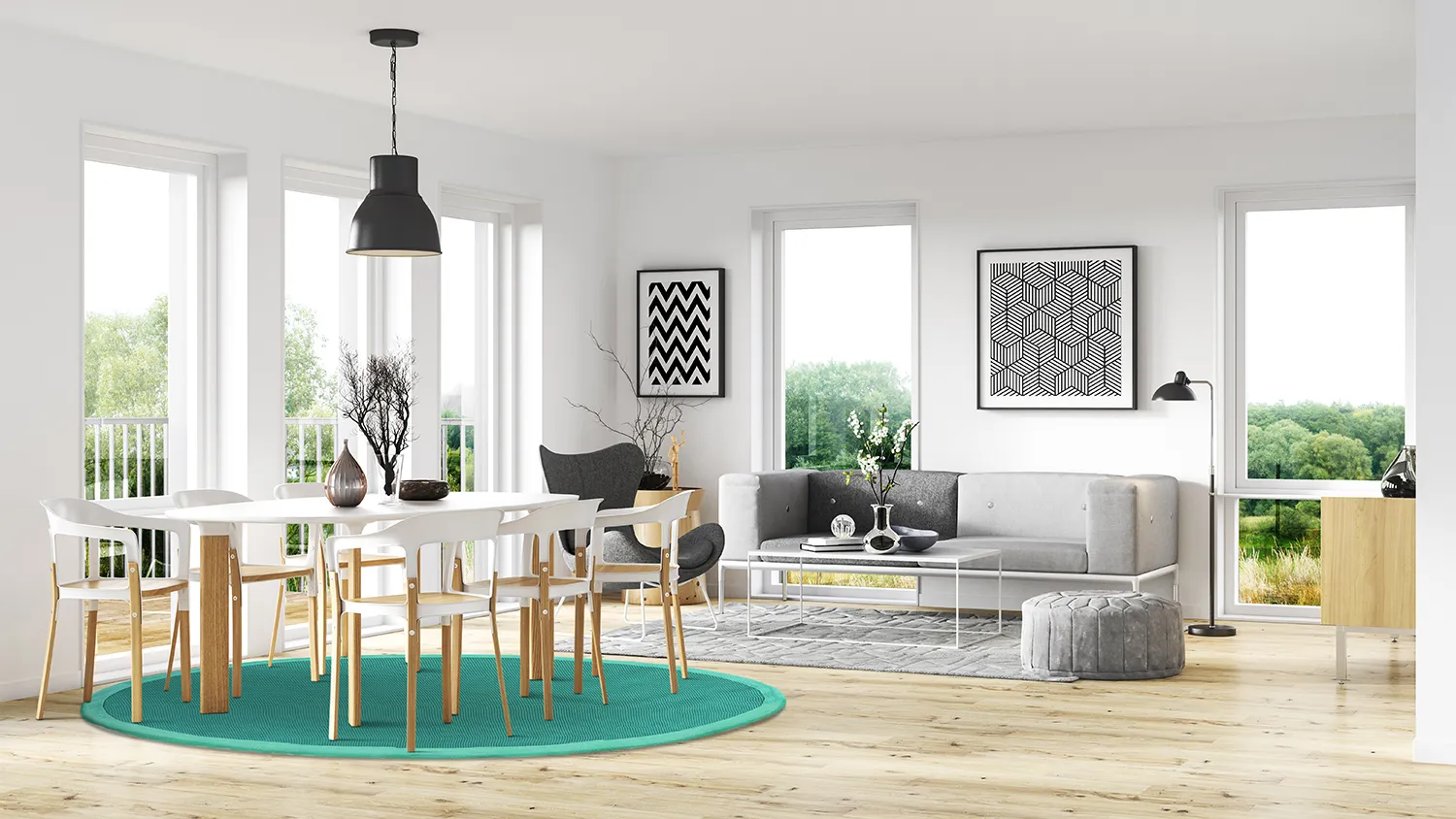 Runde tepper (sisal) - Agave (smaragdgrønn)