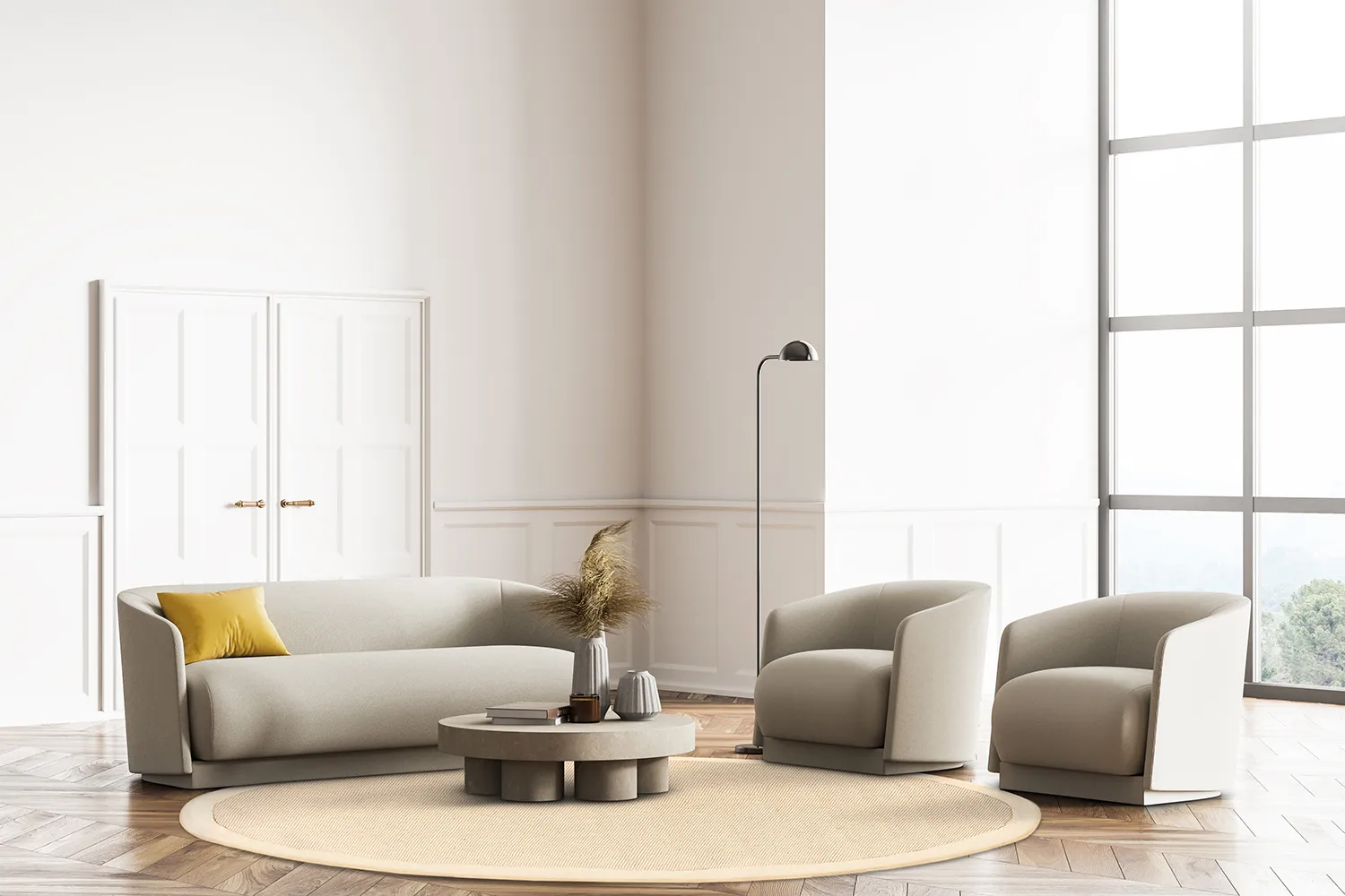 Runde tepper (sisal) - Agave (beige/beige