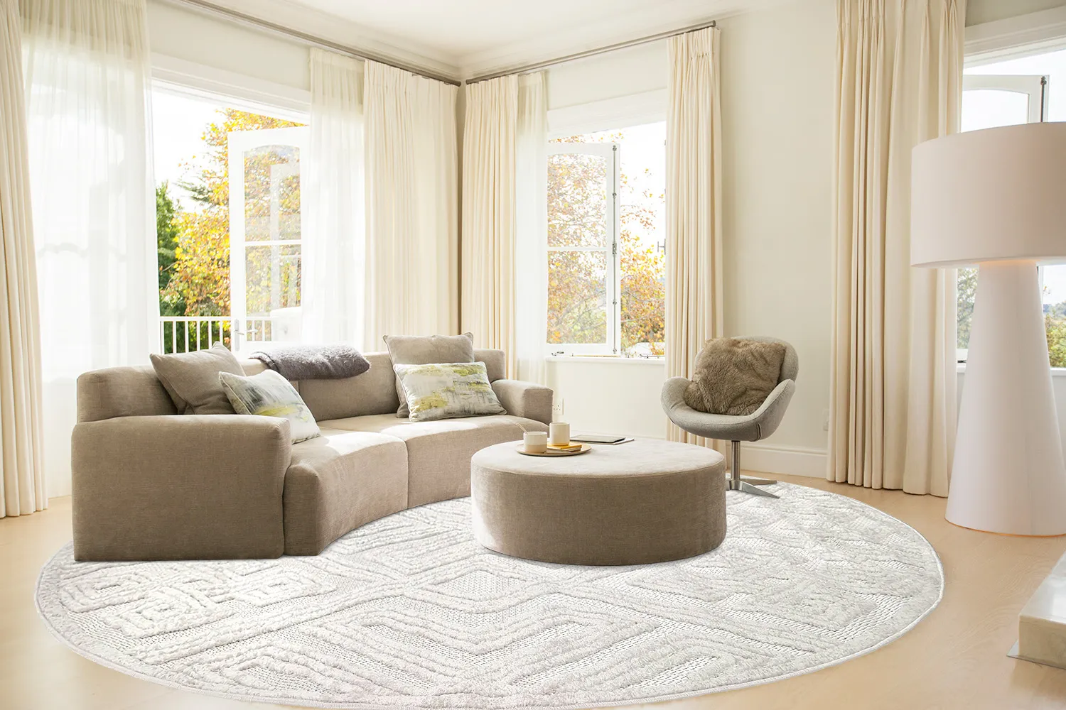 Runde tepper - Indoor/Outdoor Shirley (cream)
