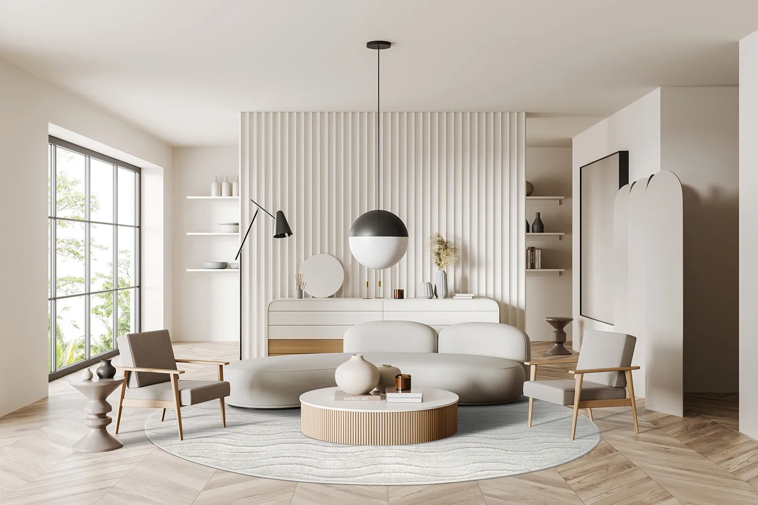 Runde tepper - Indoor/Outdoor Baltimore (cream)