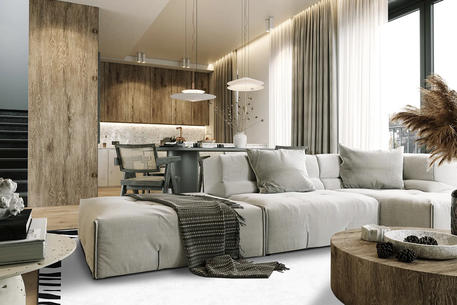 Wilton-teppe - Zebra boarder (svart/hvit)