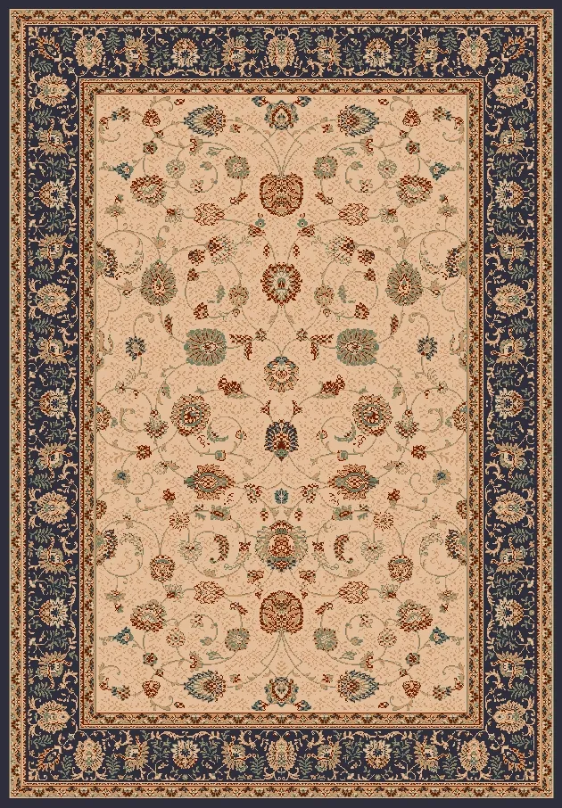 Wilton-teppe - Angelica (beige/marineblå)