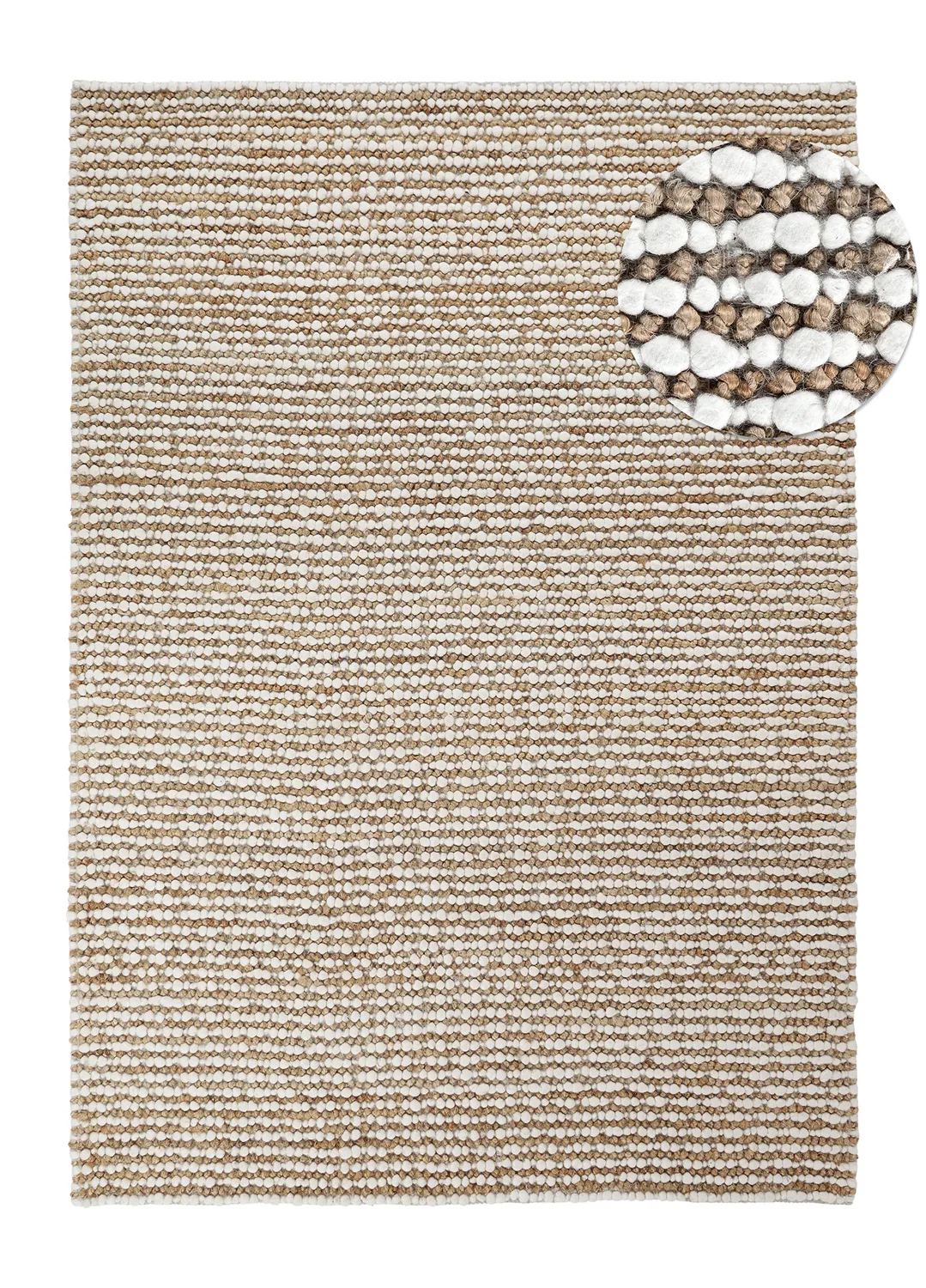 Juteteppe - Bally Jute/wool Bubble (natur/hvit)