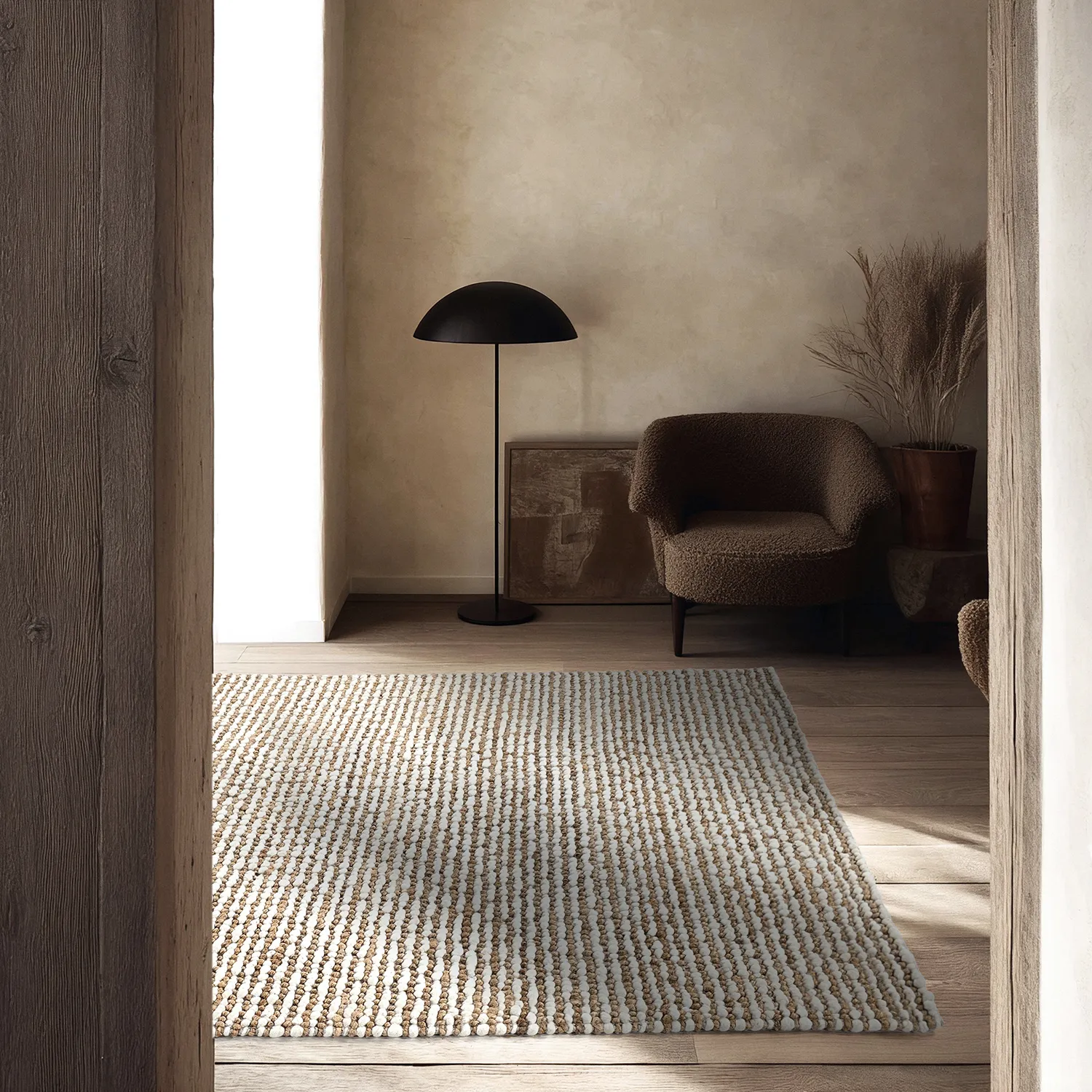 Juteteppe - Bally Jute/wool Bubble (natur/hvit)